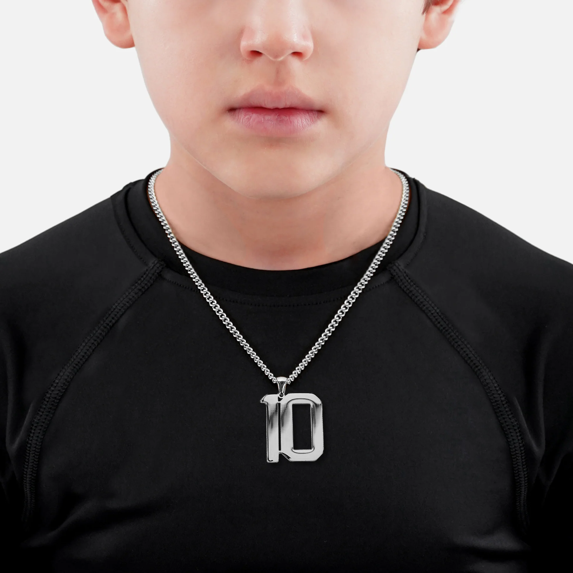 10 Number Pendant with Chain Kids Necklace - Stainless Steel - Image 2