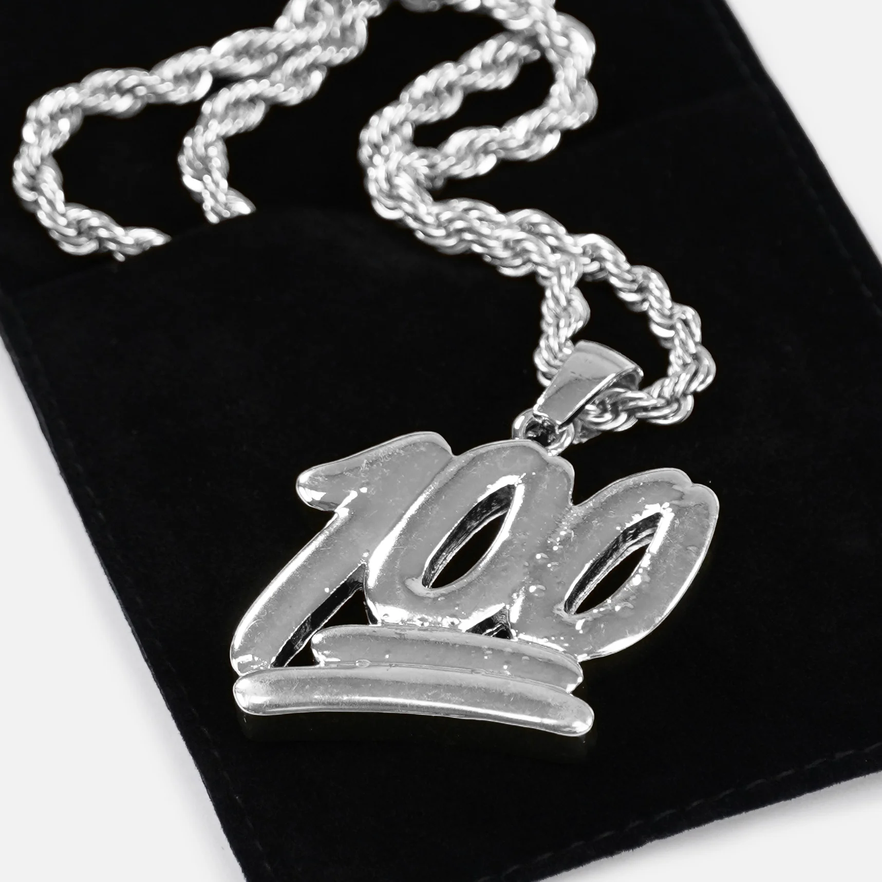 100 Emoticon 1¾" Pendant with Chain Necklace - Stainless Steel - Image 5
