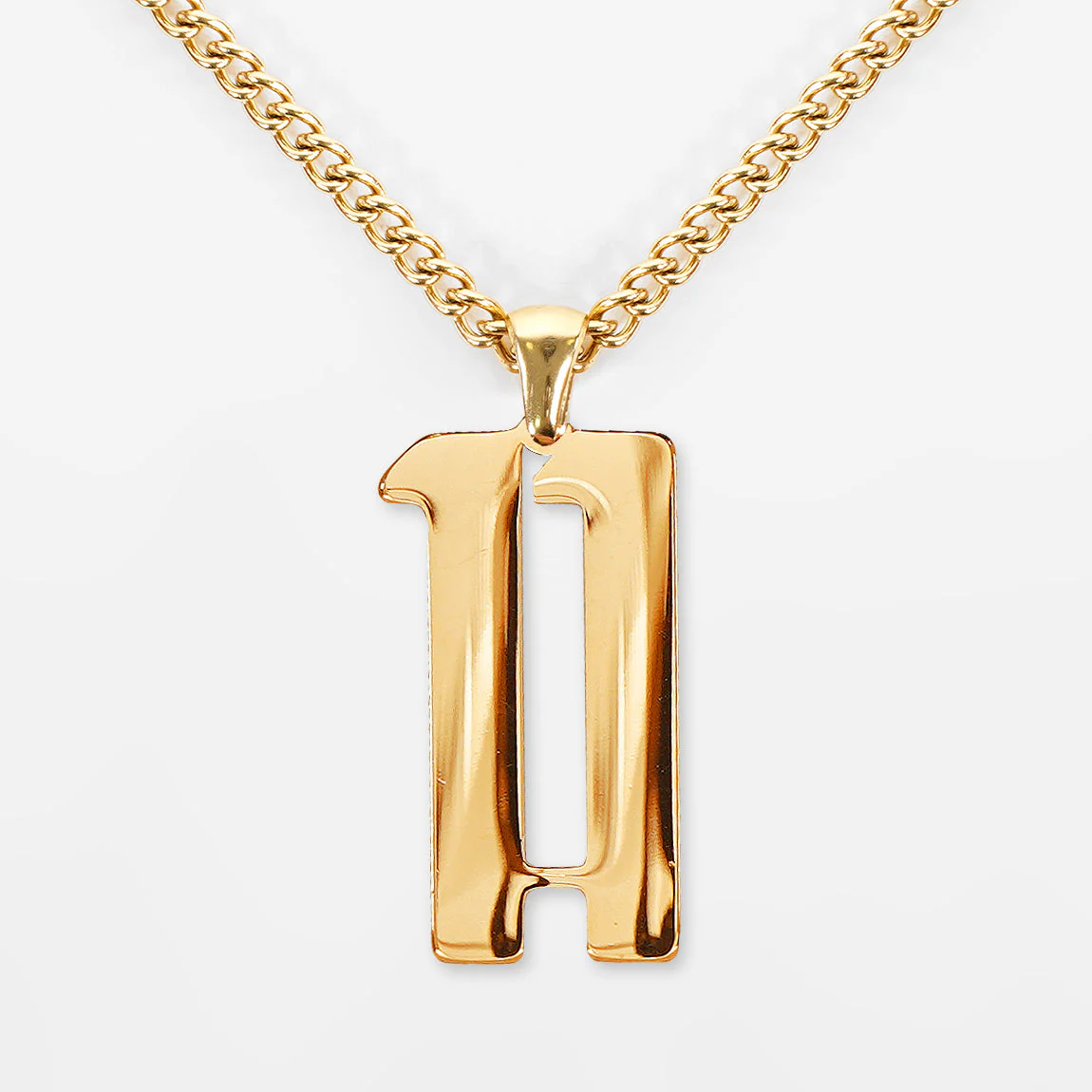 11 Number Pendant with Chain Kids Necklace - Gold Plated Stainless Steel