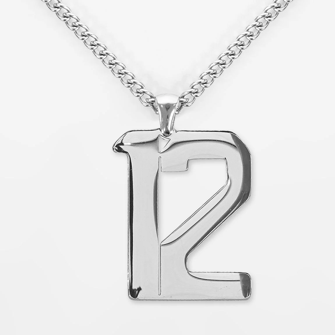12 Number Pendant with Chain Kids Necklace - Stainless Steel