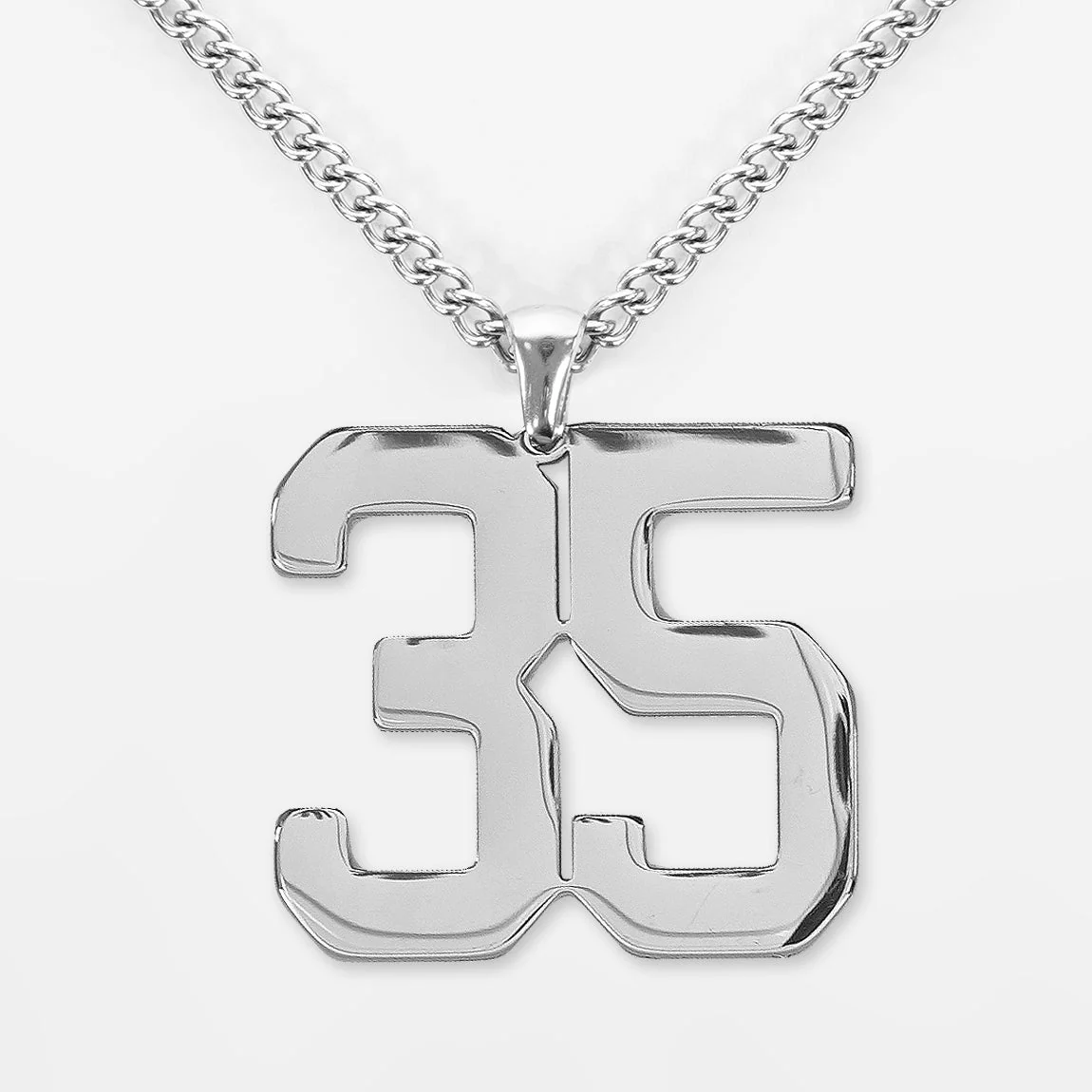 35 Number Pendant with Chain Kids Necklace - Stainless Steel