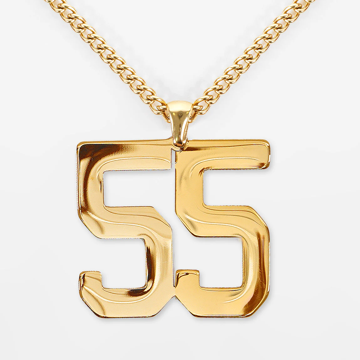 55 Number Pendant with Chain Kids Necklace - Gold Plated Stainless Steel