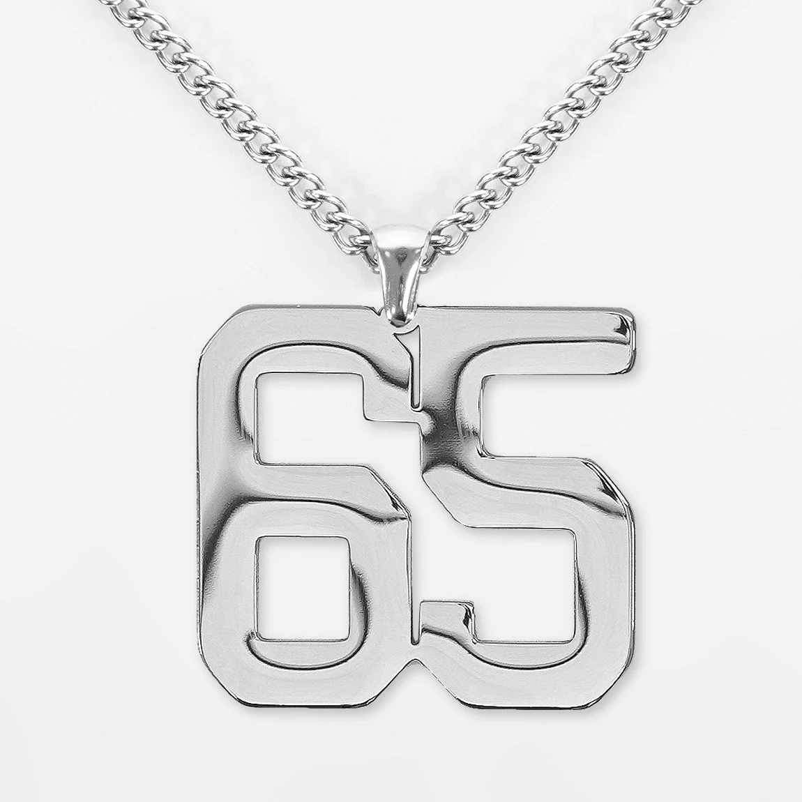 65 Number Pendant with Chain Kids Necklace - Stainless Steel
