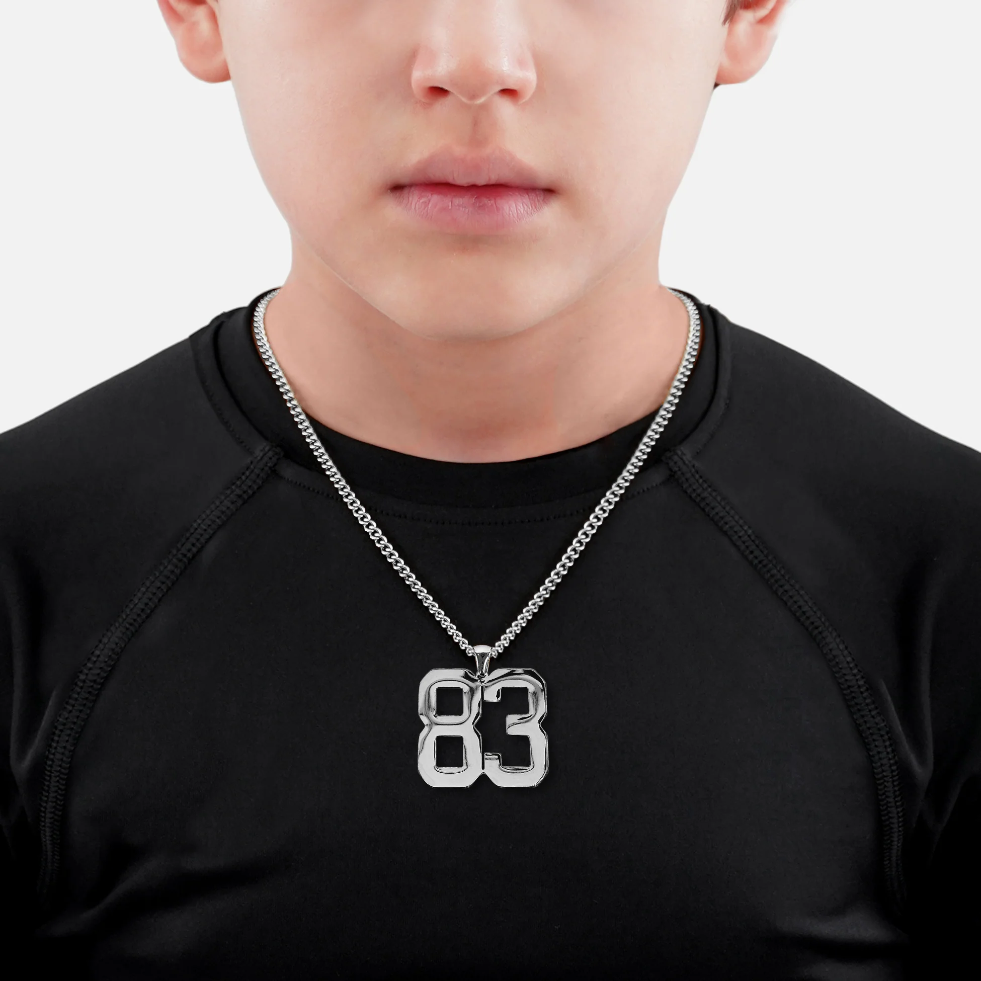 83 Number Pendant with Chain Kids Necklace - Stainless Steel - Image 2