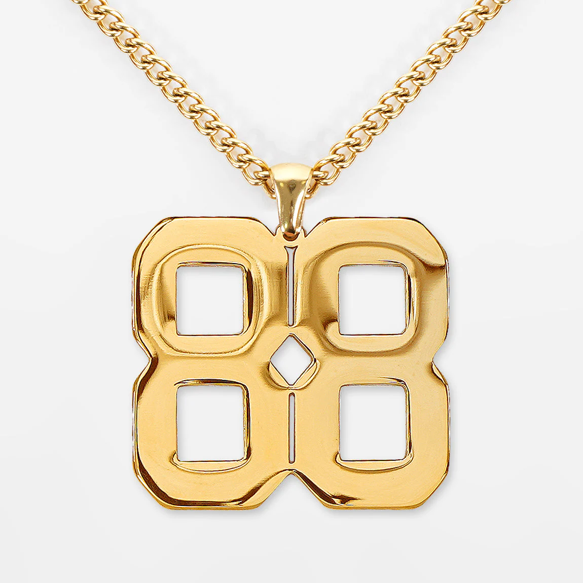 88 Number Pendant with Chain Kids Necklace - Gold Plated Stainless Steel