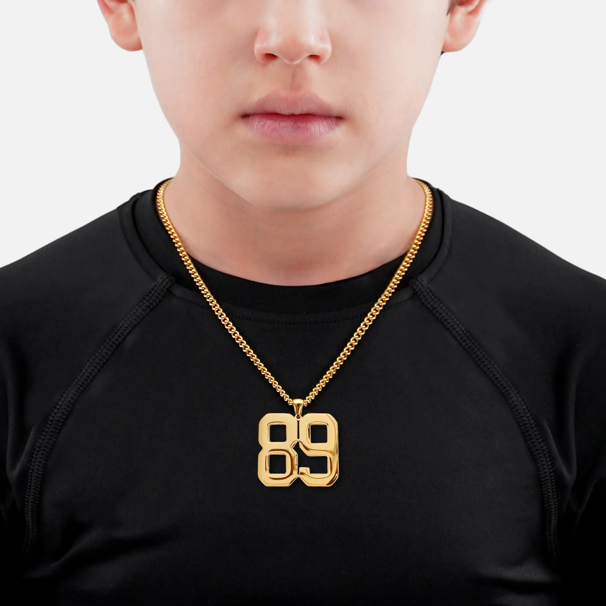 89 Number Pendant with Chain Kids Necklace - Gold Plated Stainless Steel - Image 2