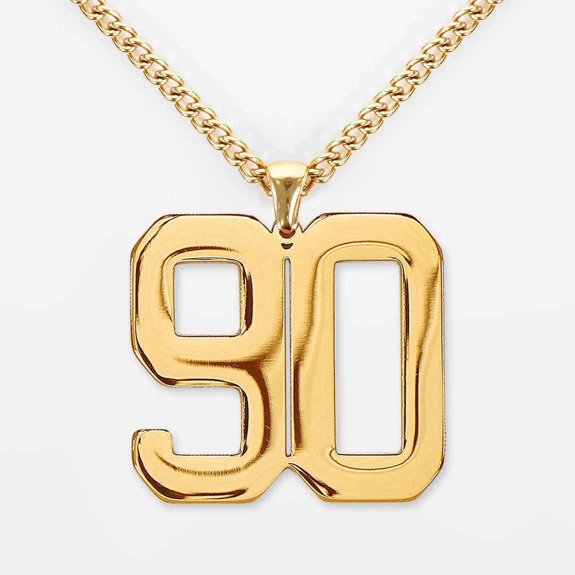 90 Number Pendant with Chain Kids Necklace - Gold Plated Stainless Steel