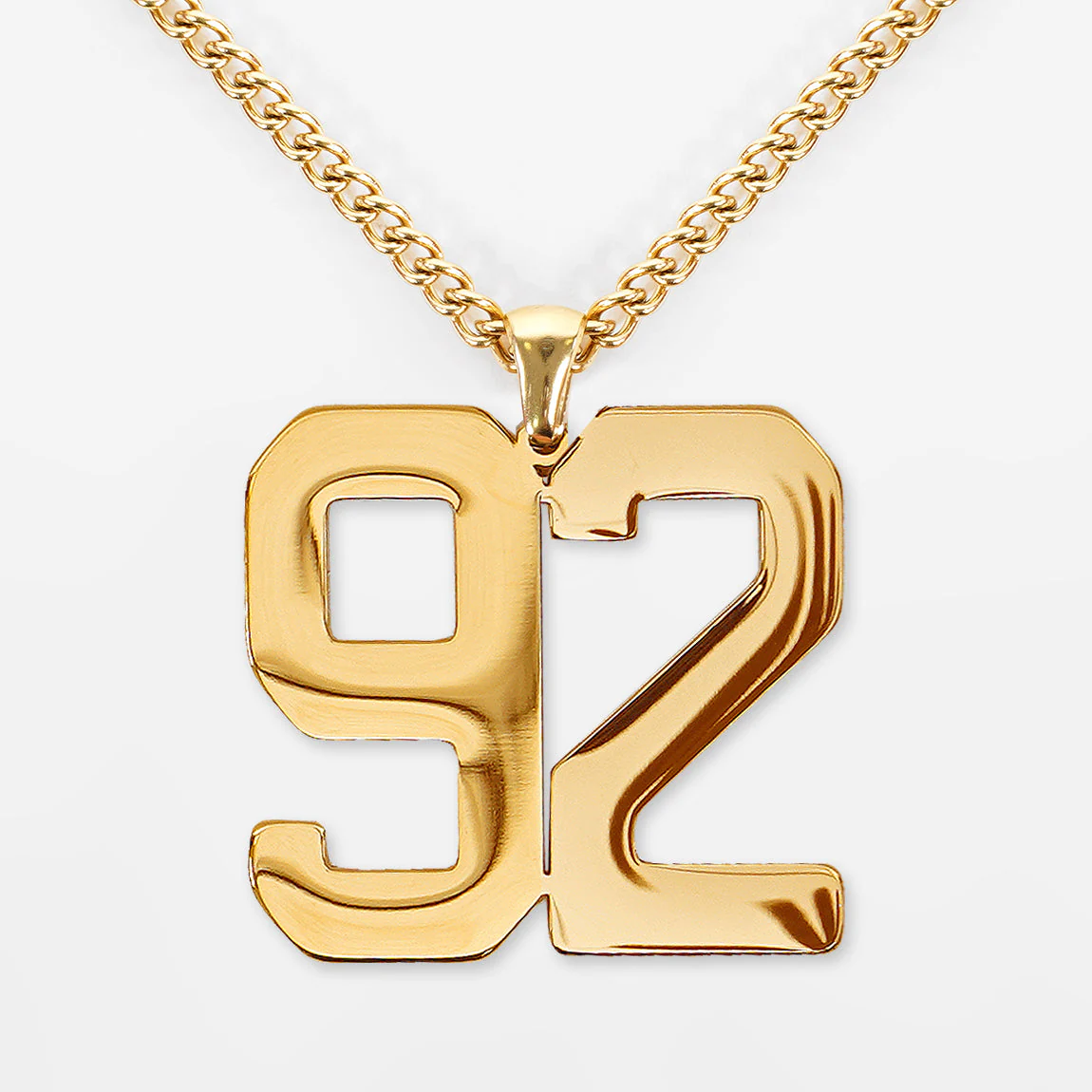 92 Number Pendant with Chain Kids Necklace - Gold Plated Stainless Steel