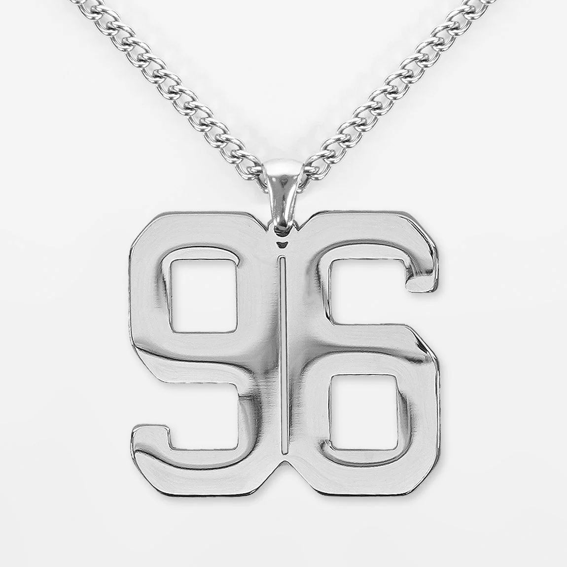 96 Number Pendant with Chain Kids Necklace - Stainless Steel