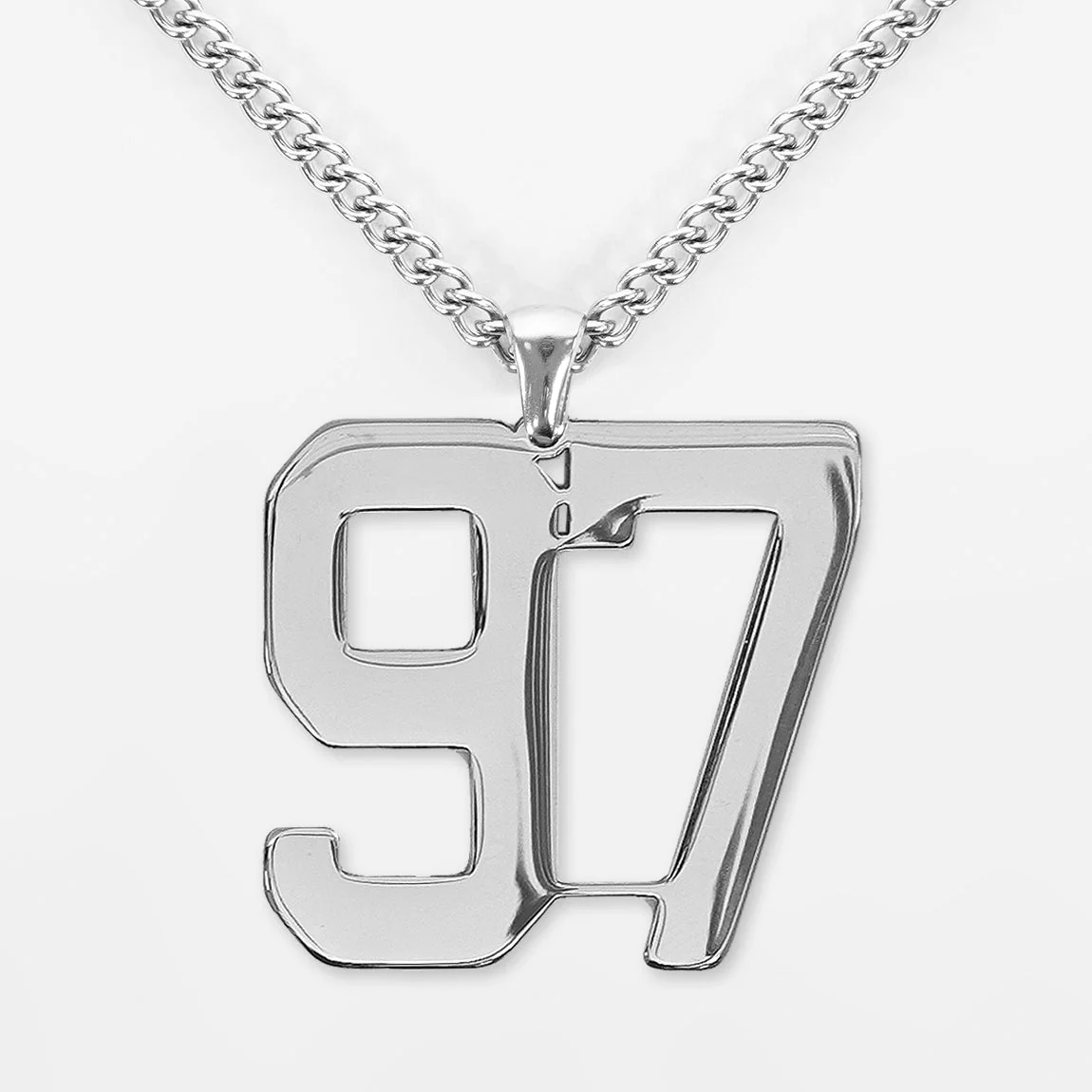 97 Number Pendant with Chain Kids Necklace - Stainless Steel