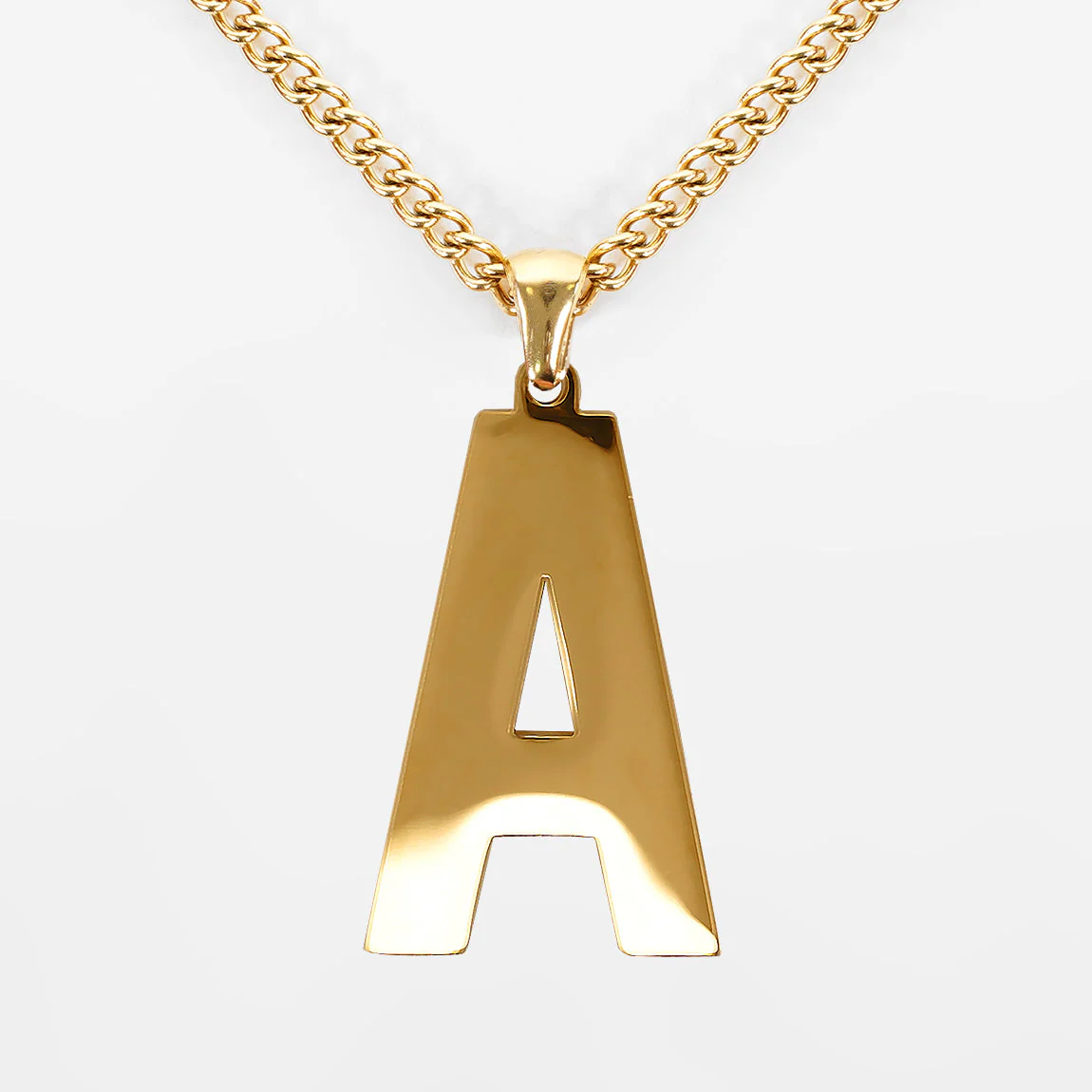 A Letter Pendant with Chain Kids Necklace - Gold Plated Stainless Steel