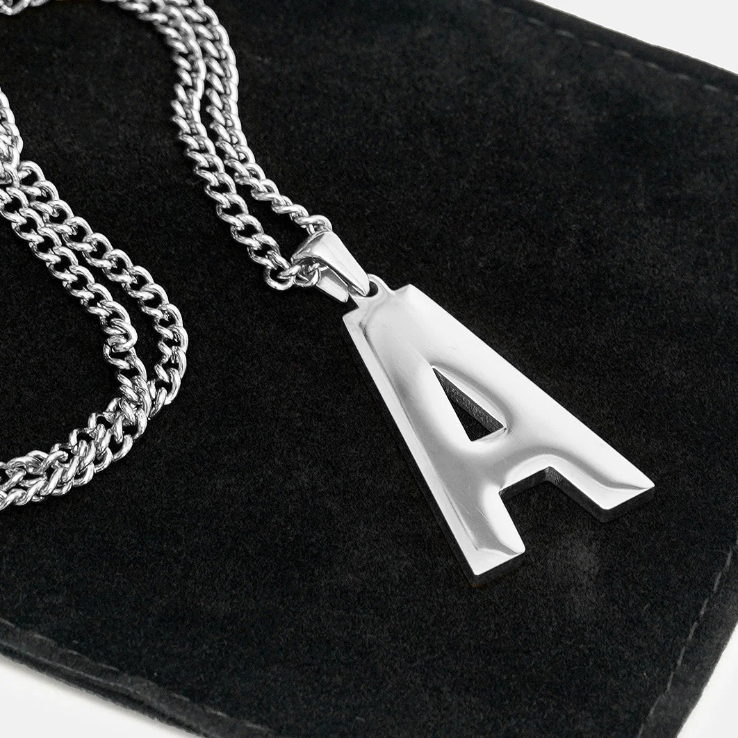 A Letter Pendant with Chain Kids Necklace - Stainless Steel - Image 5