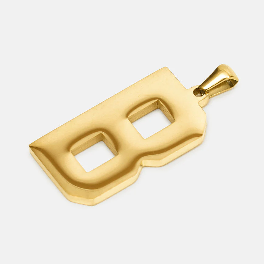B Letter Pendant with Chain Kids Necklace - Gold Plated Stainless Steel - Image 3