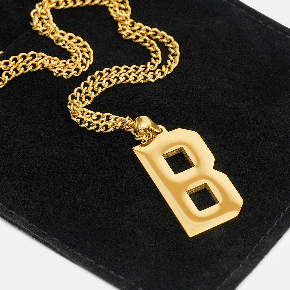B Letter Pendant with Chain Kids Necklace - Gold Plated Stainless Steel - Image 5