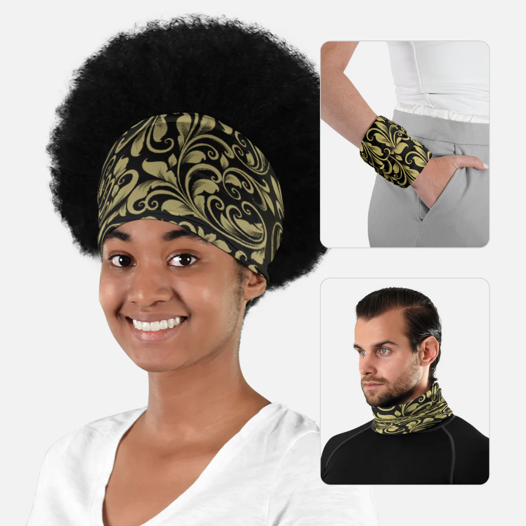 Baroque Old Gold and Black Neck Gaiter - Image 3
