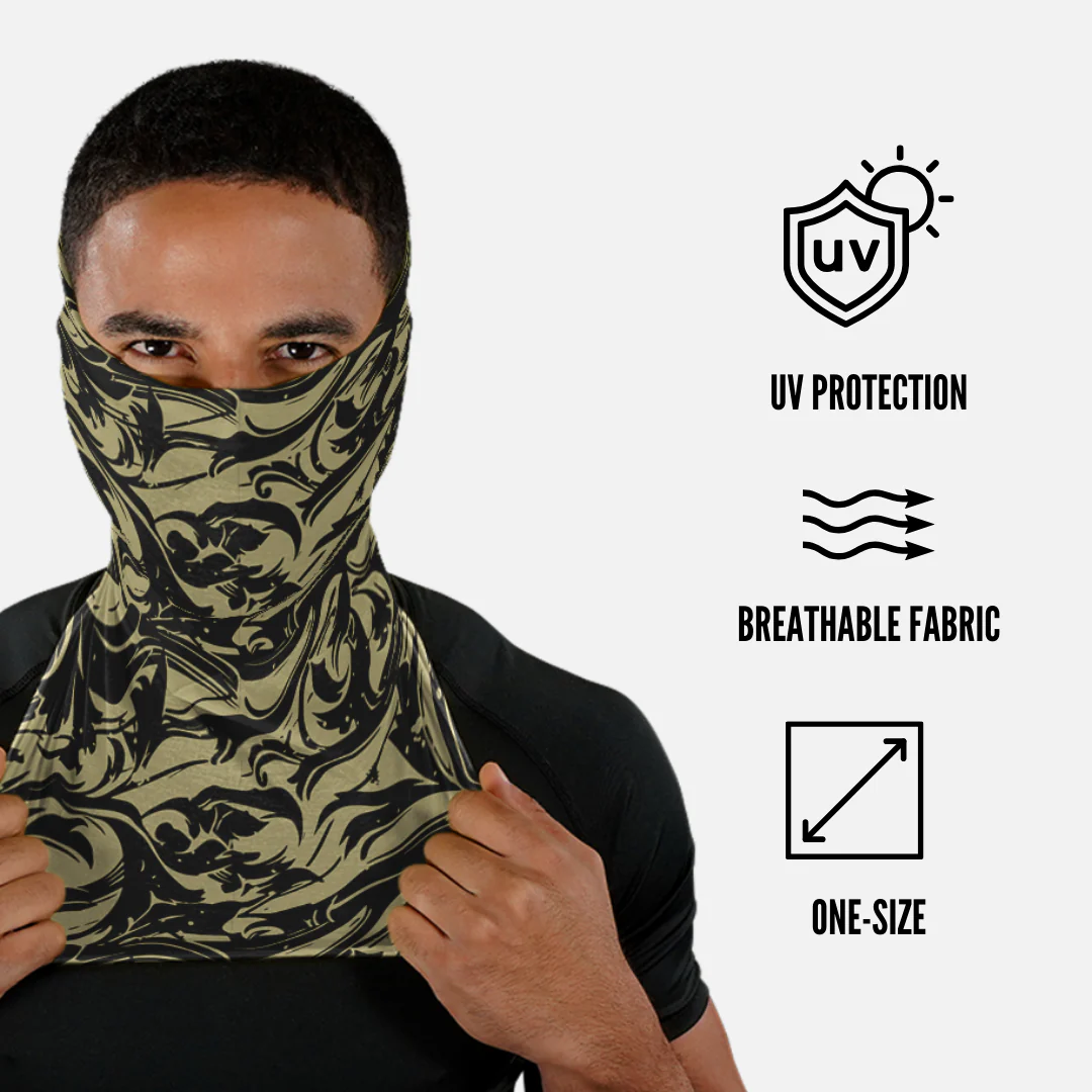 Baroque 2 Old Gold and Black Neck Gaiter - Image 2