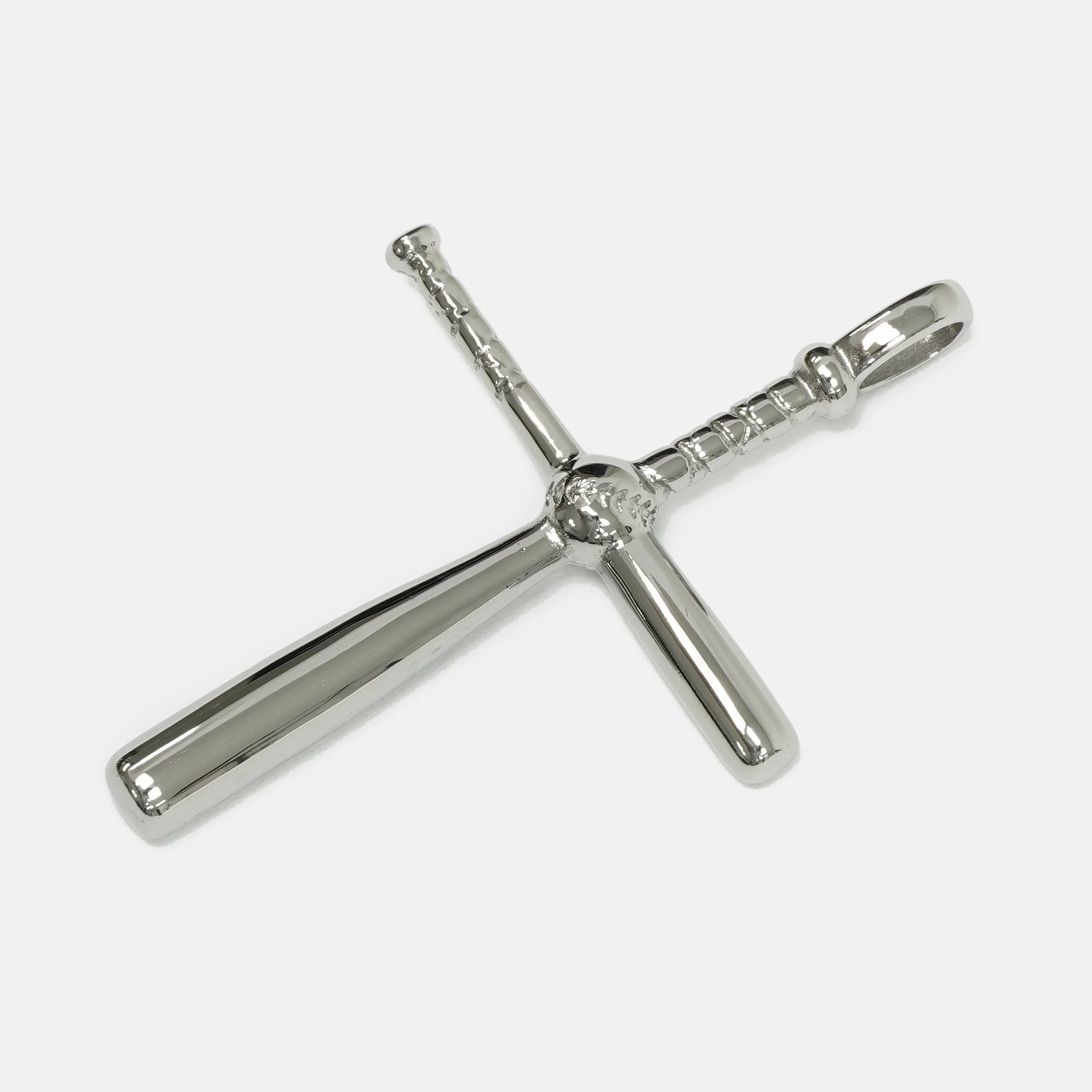 Baseball Bat Cross Pendant with Chain Kids Necklace - Stainless Steel - Image 3