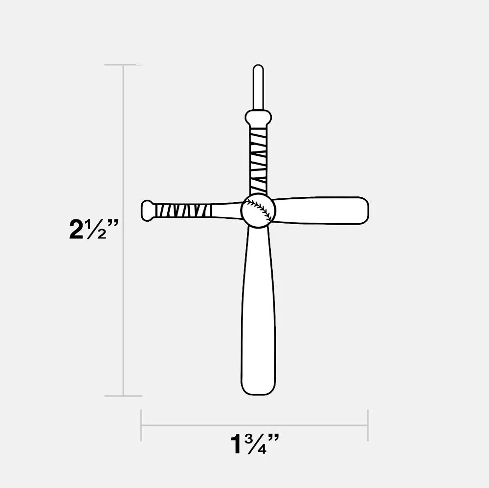 Baseball Bat Cross Pendant with Chain Kids Necklace - Stainless Steel - Image 7