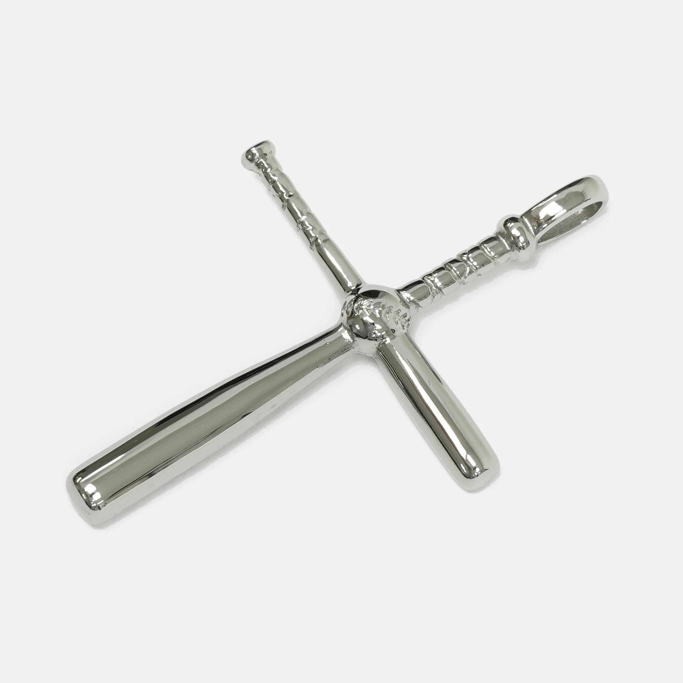 Baseball Bat Cross Pendant with Chain Necklace - Stainless Steel - Image 4