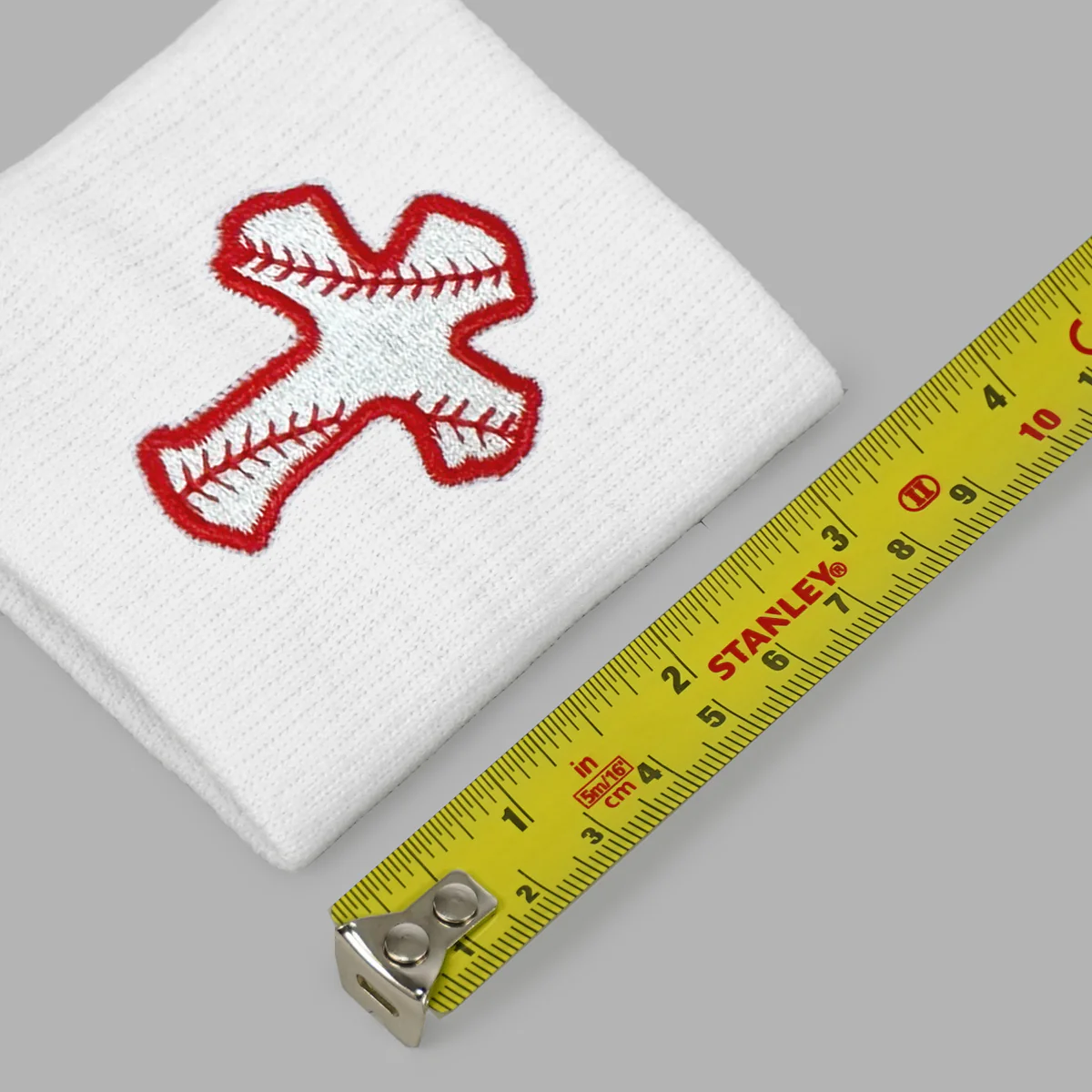 Baseball Cross White Drip Wristband - Image 4