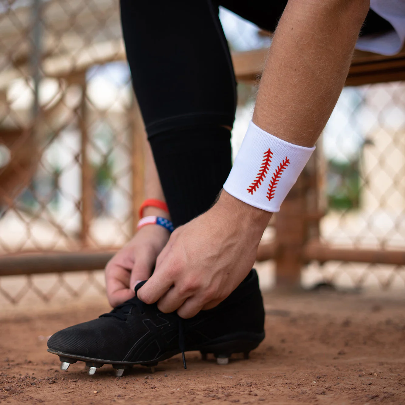 Baseball Lace Drip Wristband - Image 2