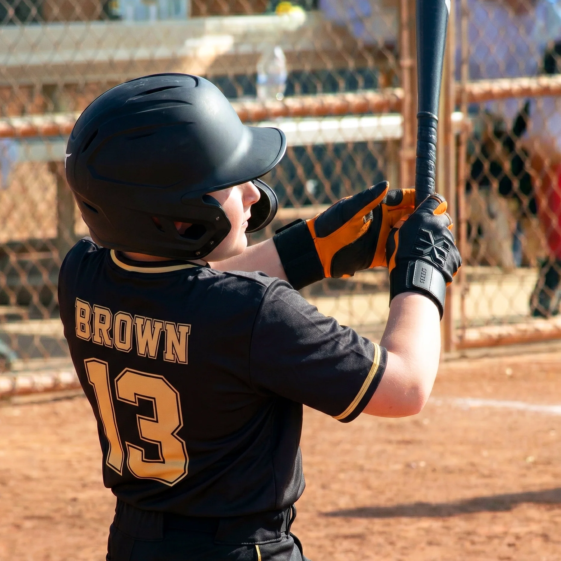 Black Kids Baseball Batting Gloves - Image 2
