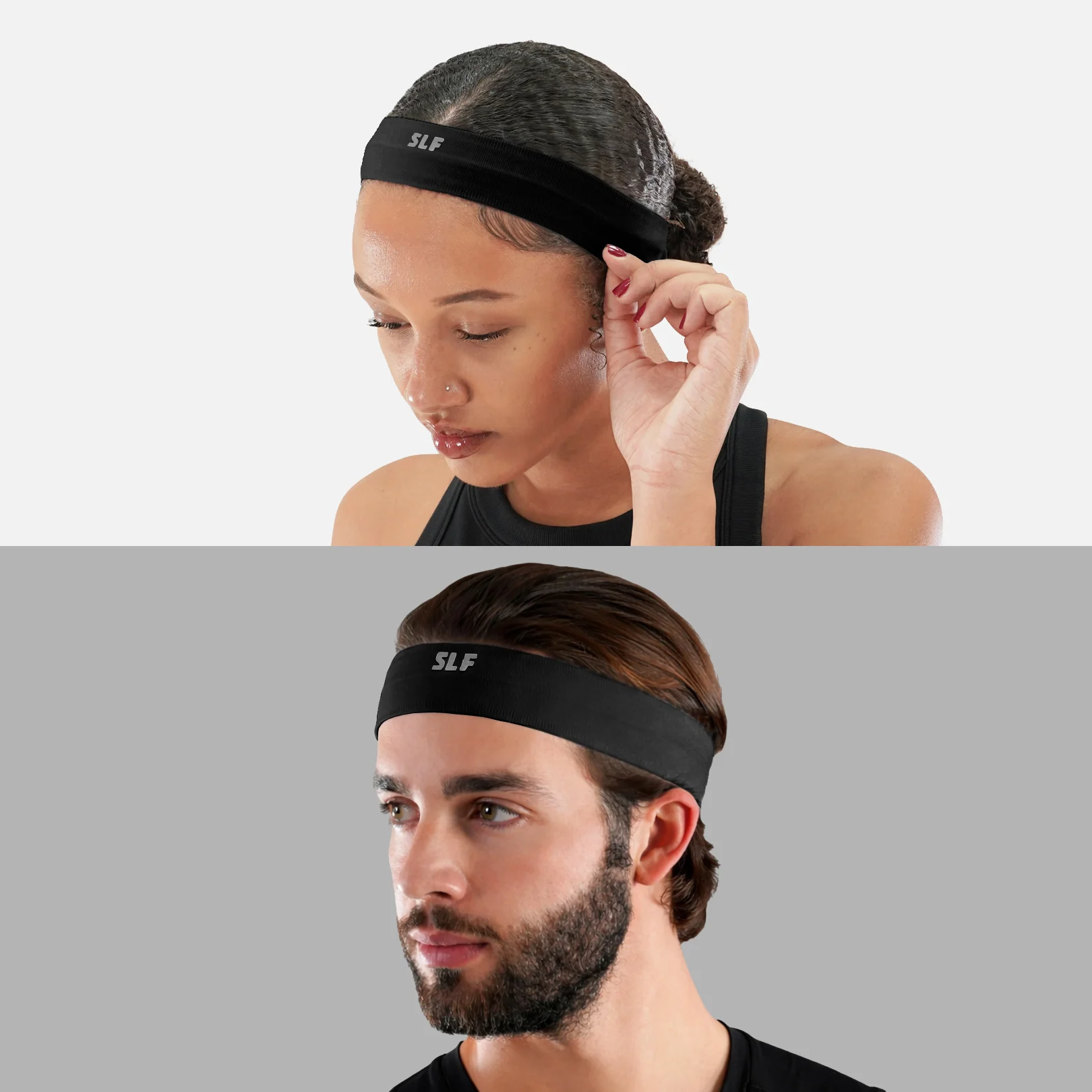 Black Non-Slip Elastic Headband - Image 2