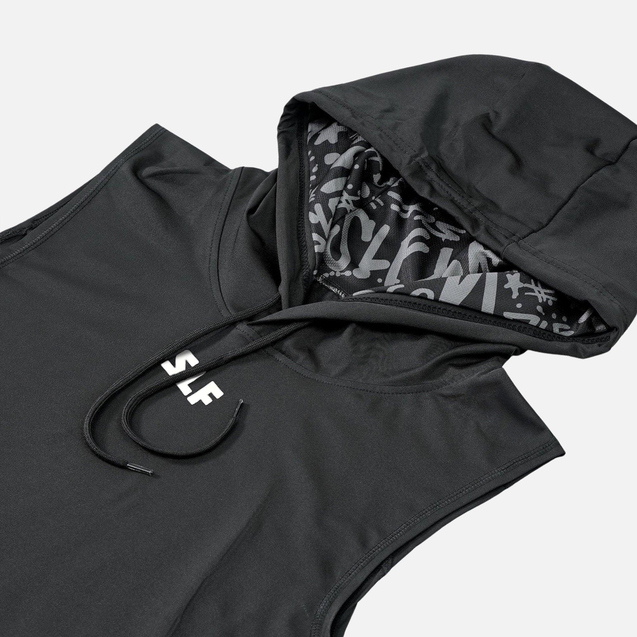 Black Sleeveless Compression Hoodie - Big - Image 3