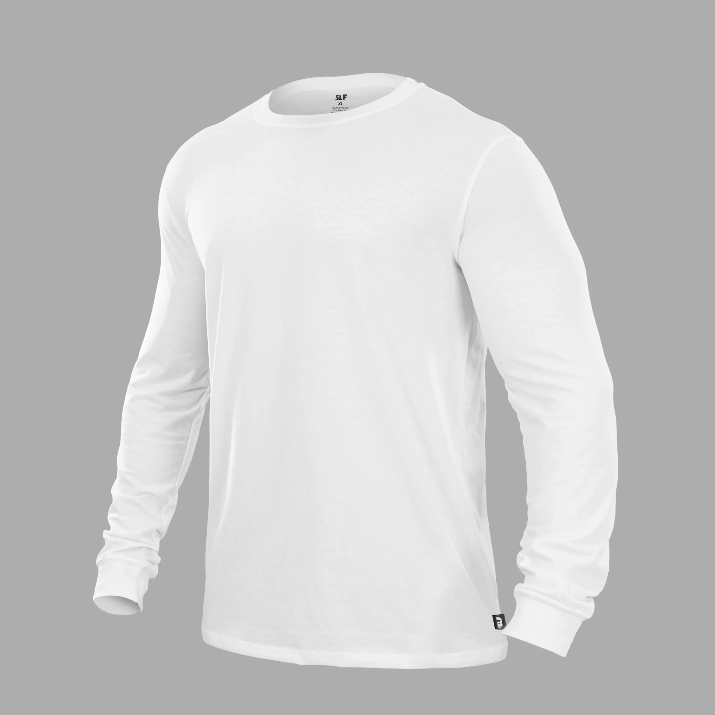 White Dry Fit Cotton/Poly Long Sleeve Tee