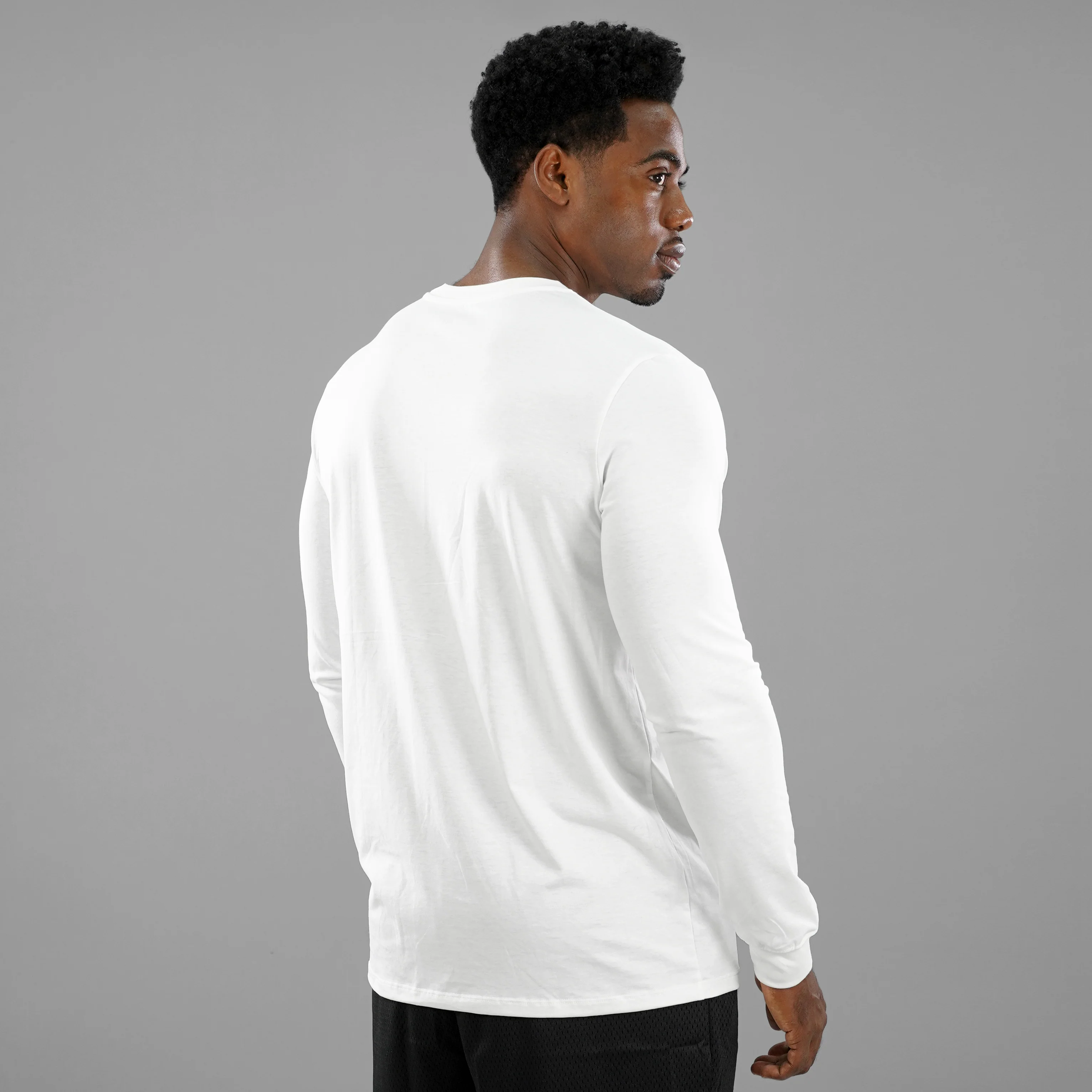 White Dry Fit Cotton/Poly Long Sleeve Tee - Image 5