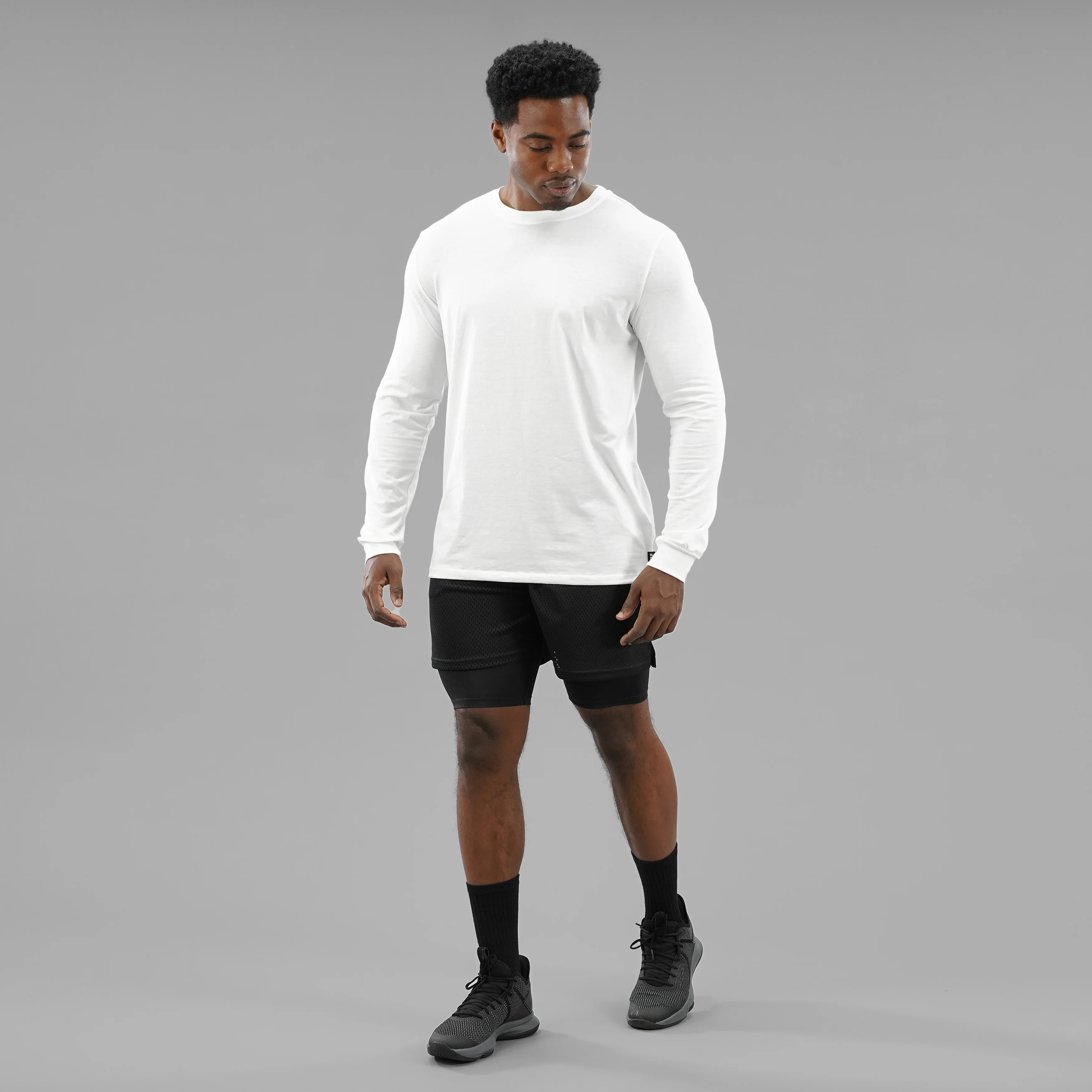 White Dry Fit Cotton/Poly Long Sleeve Tee - Image 9