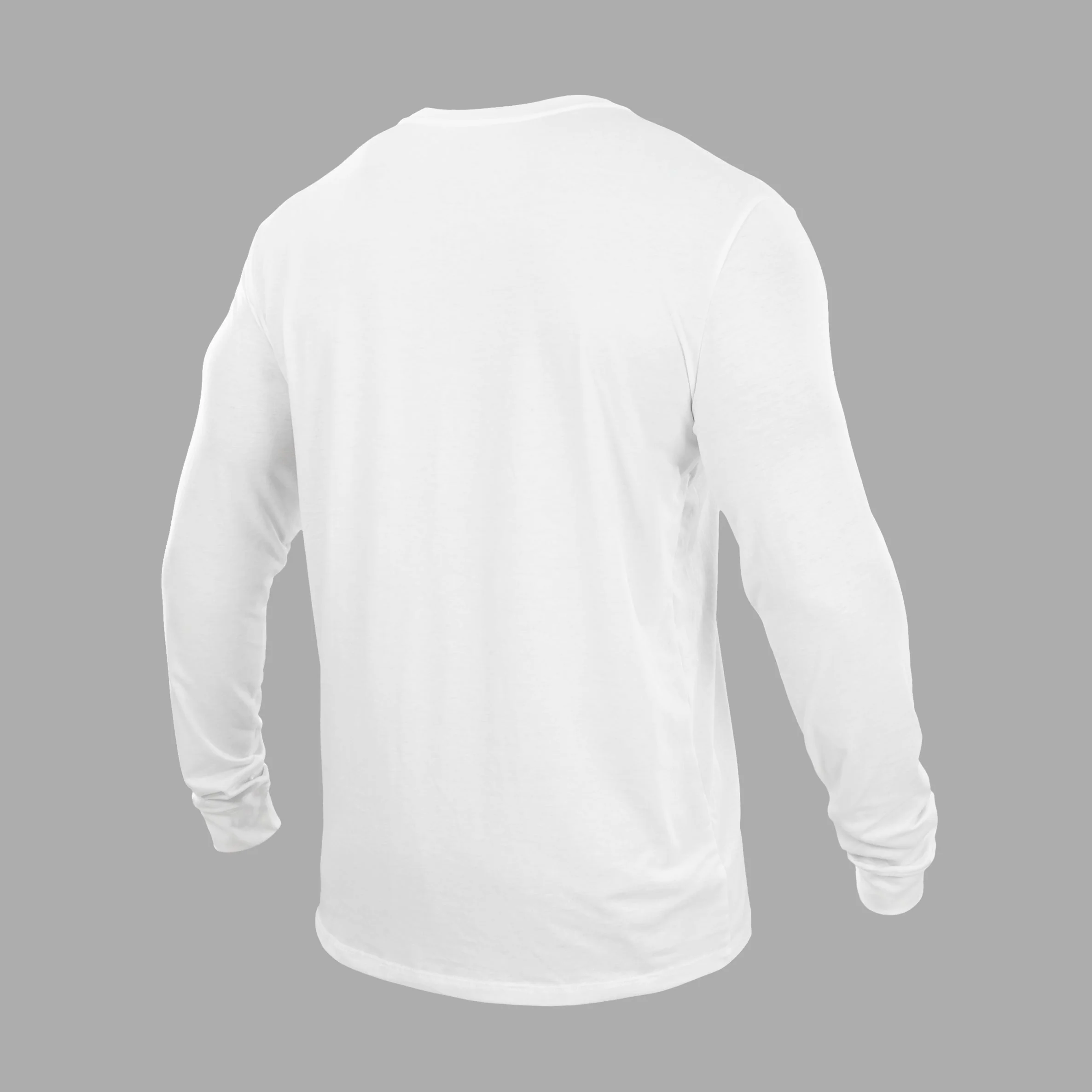White Dry Fit Cotton/Poly Long Sleeve Tee - Big - Image 3