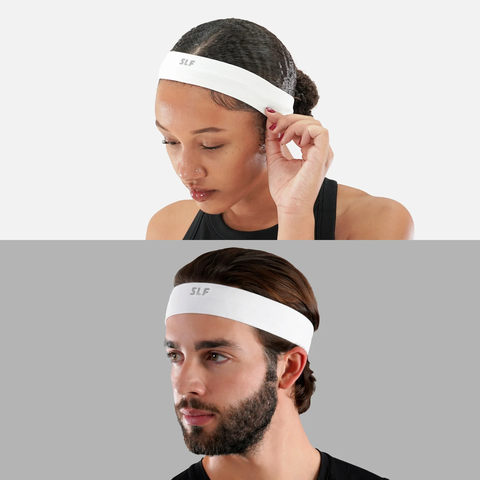 White Non-Slip Elastic Headband - Image 2