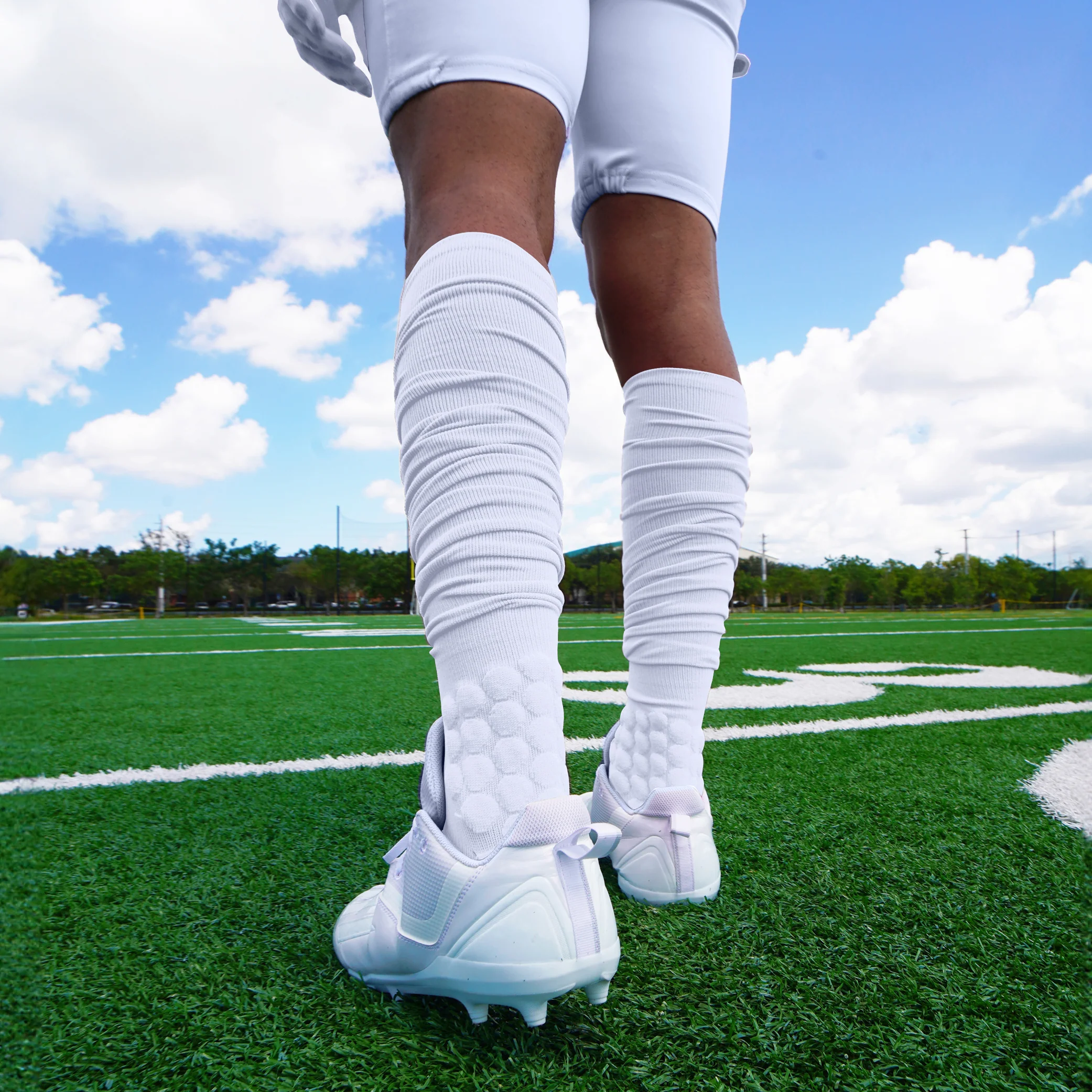 White Football Padded Long Socks - Image 9