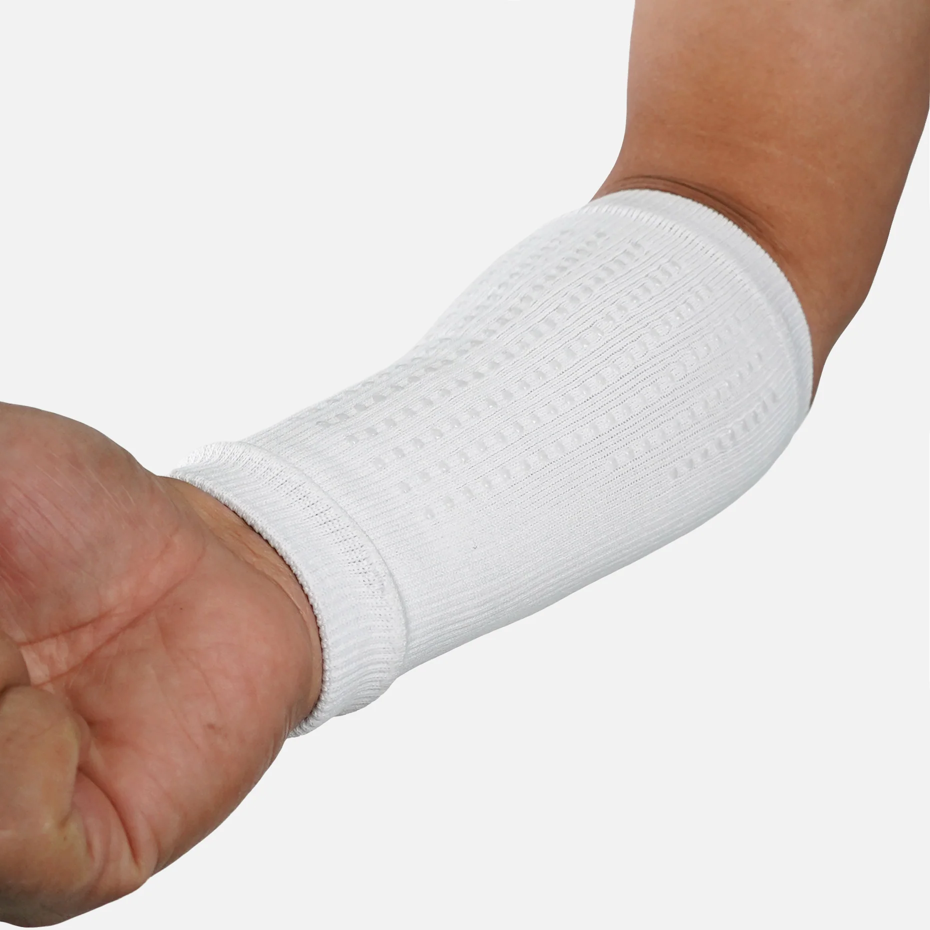 White Seamless Forearm Sleeve with Grip - Image 6
