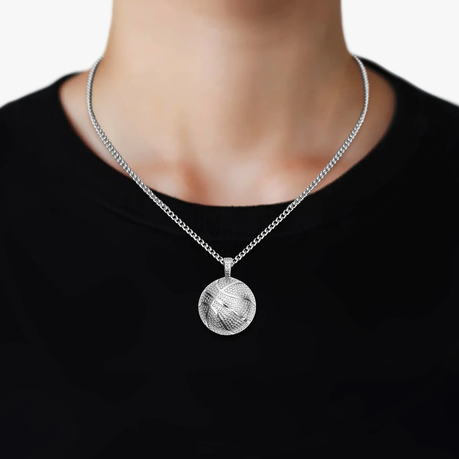 Basketball Pendant with Chain Kids Necklace - Stainless Steel - Image 2