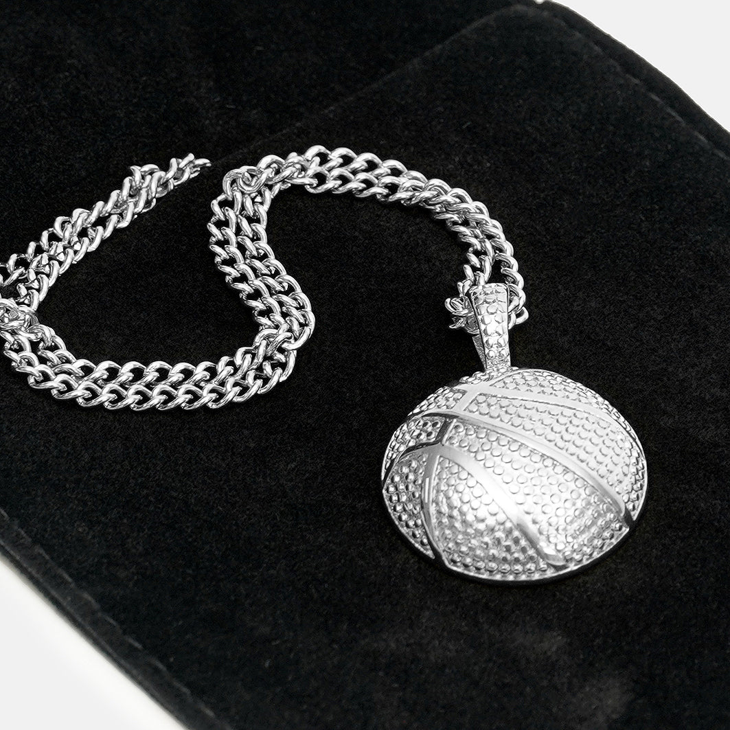 Basketball Pendant with Chain Kids Necklace - Stainless Steel - Image 5