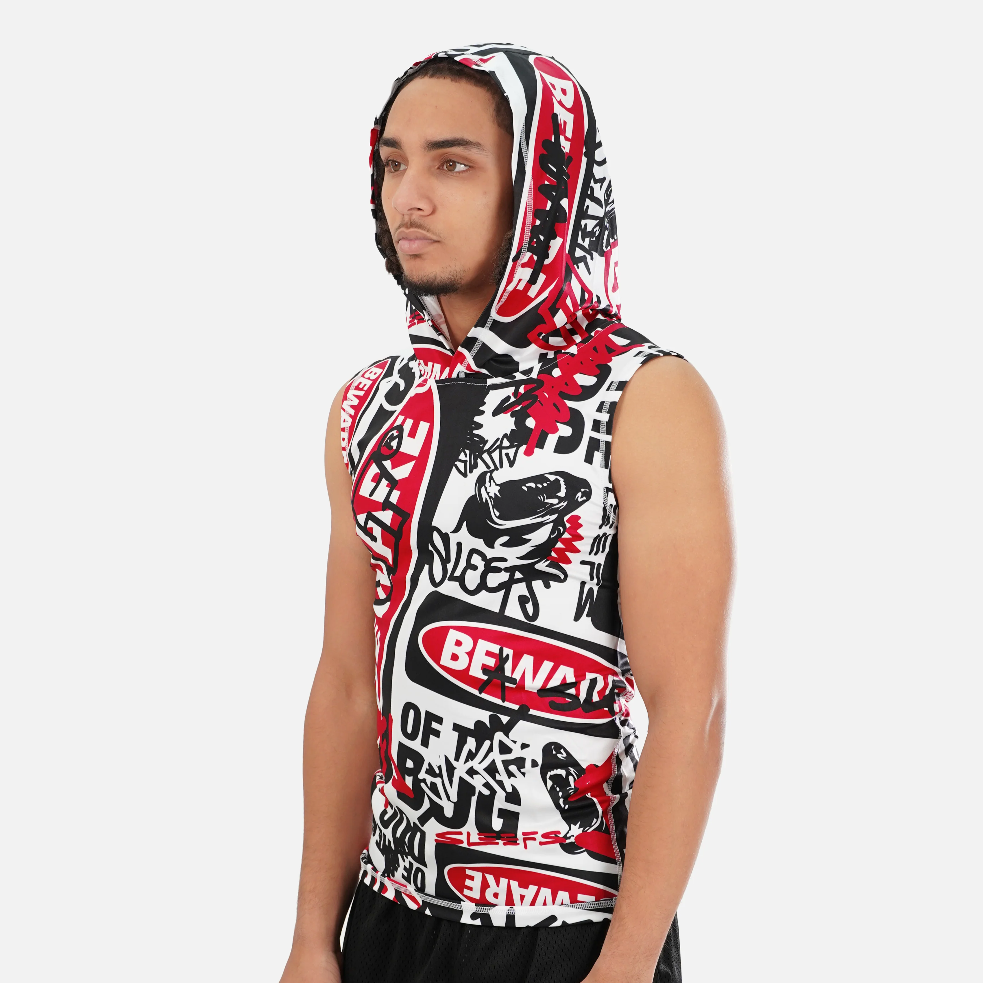 Beware Of The Dog Chaos Sleeveless Compression Hoodie - Image 2