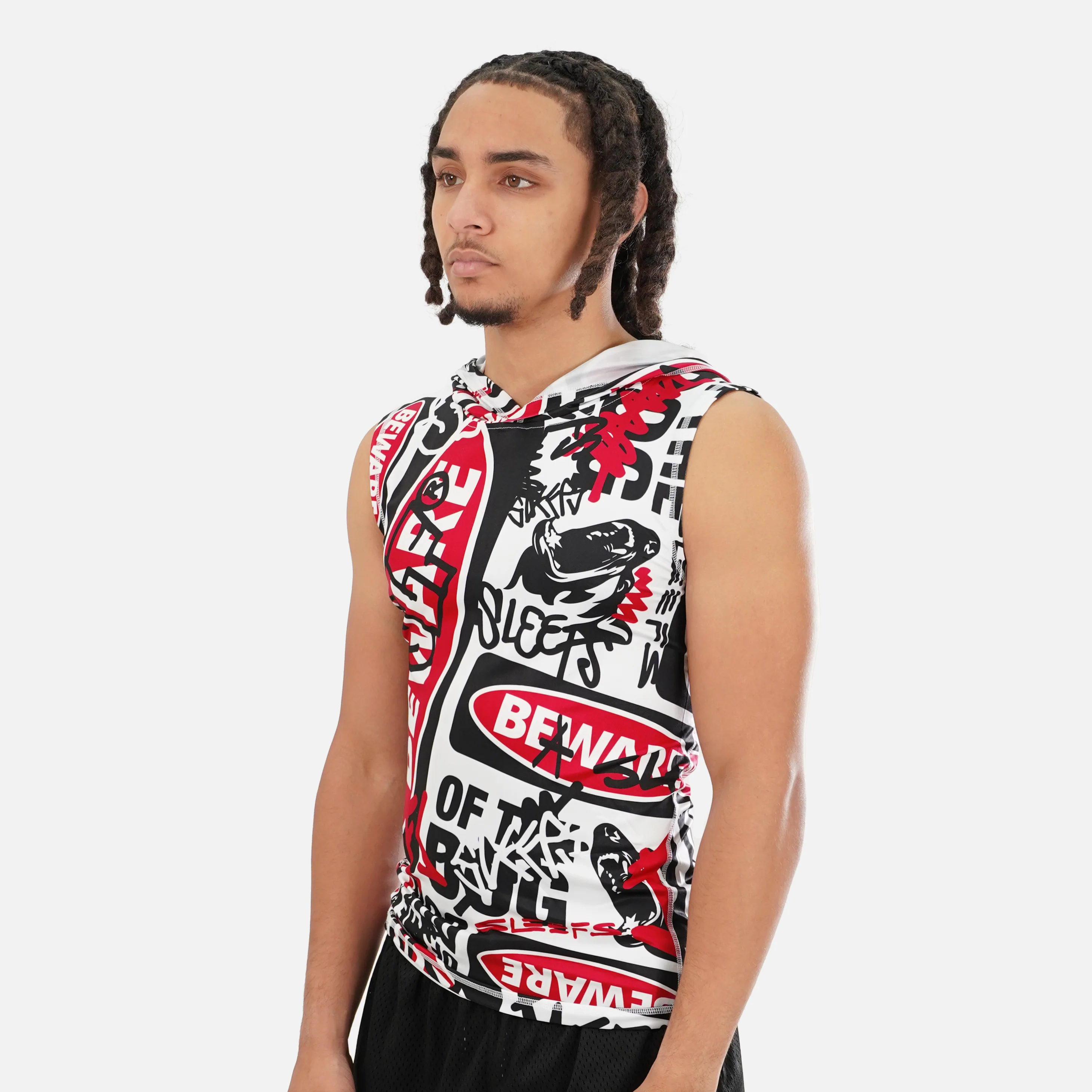 Beware Of The Dog Chaos Sleeveless Compression Hoodie - Image 4
