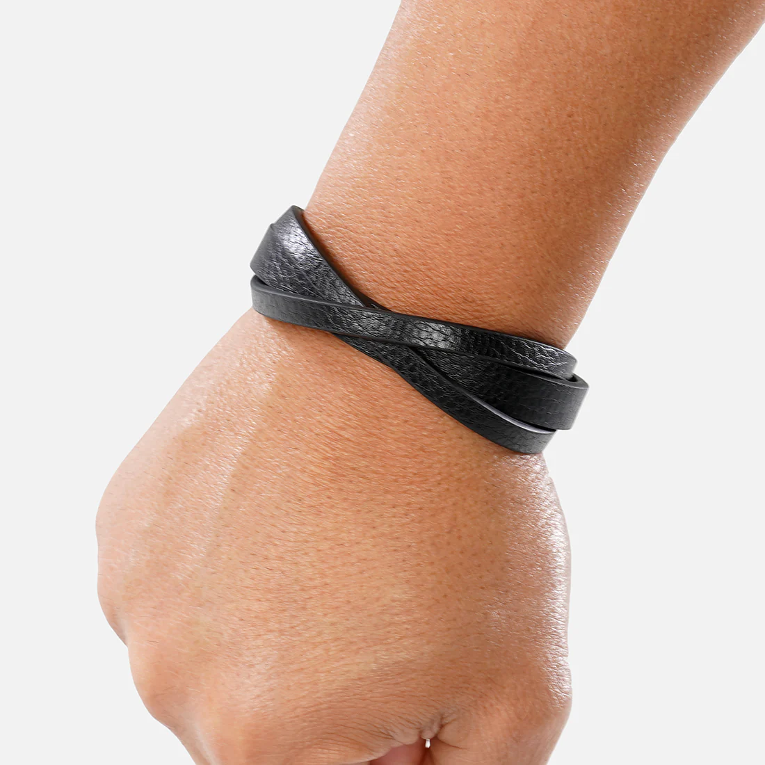Black Leather 3 in 1 Bracelet - Image 3