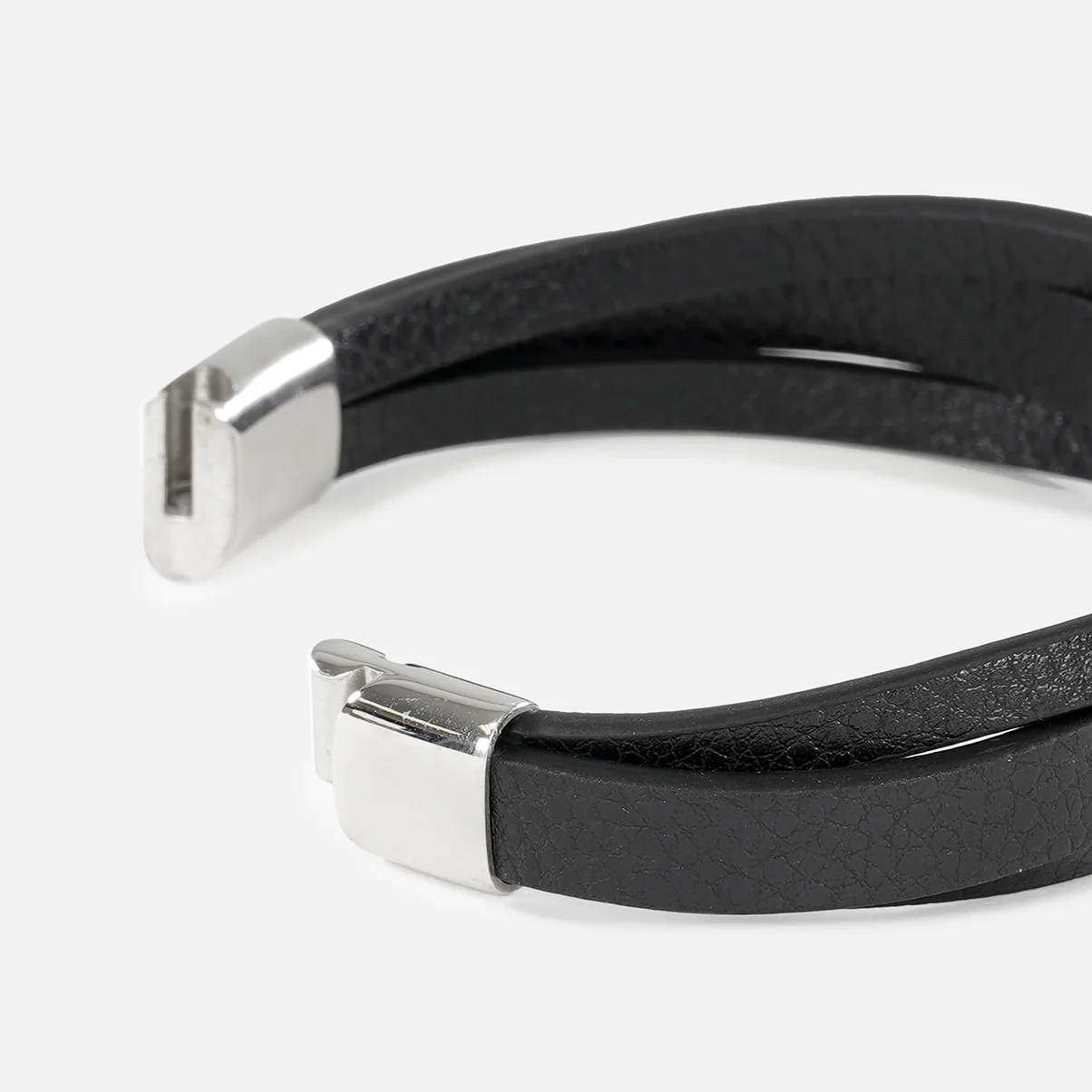 Black Leather 3 in 1 Bracelet - Image 4
