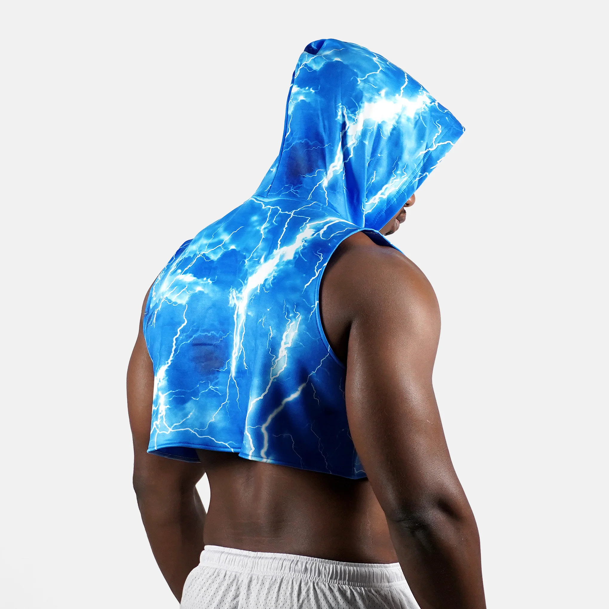 Blue Lightning Football Crop Top Hoodie - Image 4