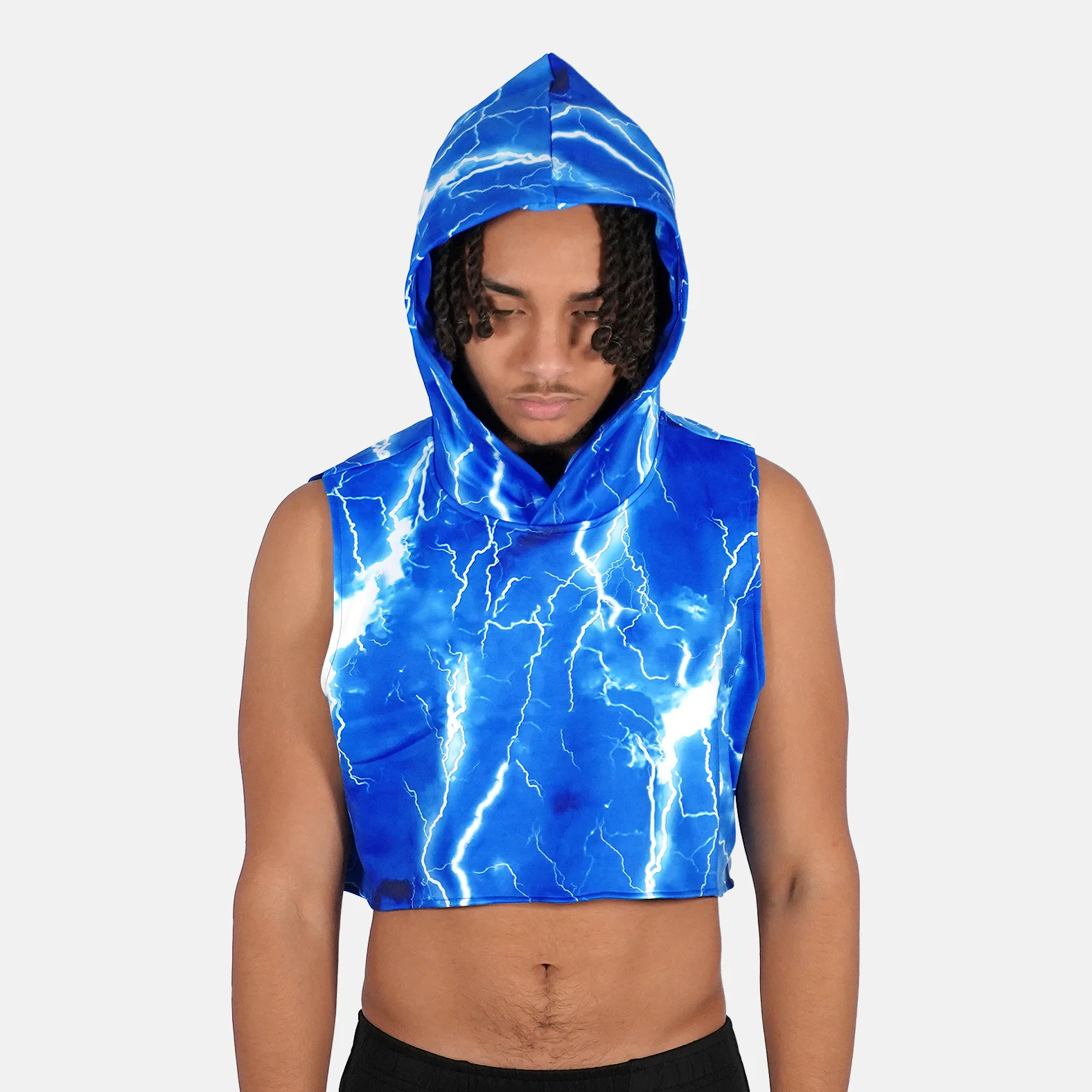Blue Lightning Football Crop Top Hoodie - Image 5