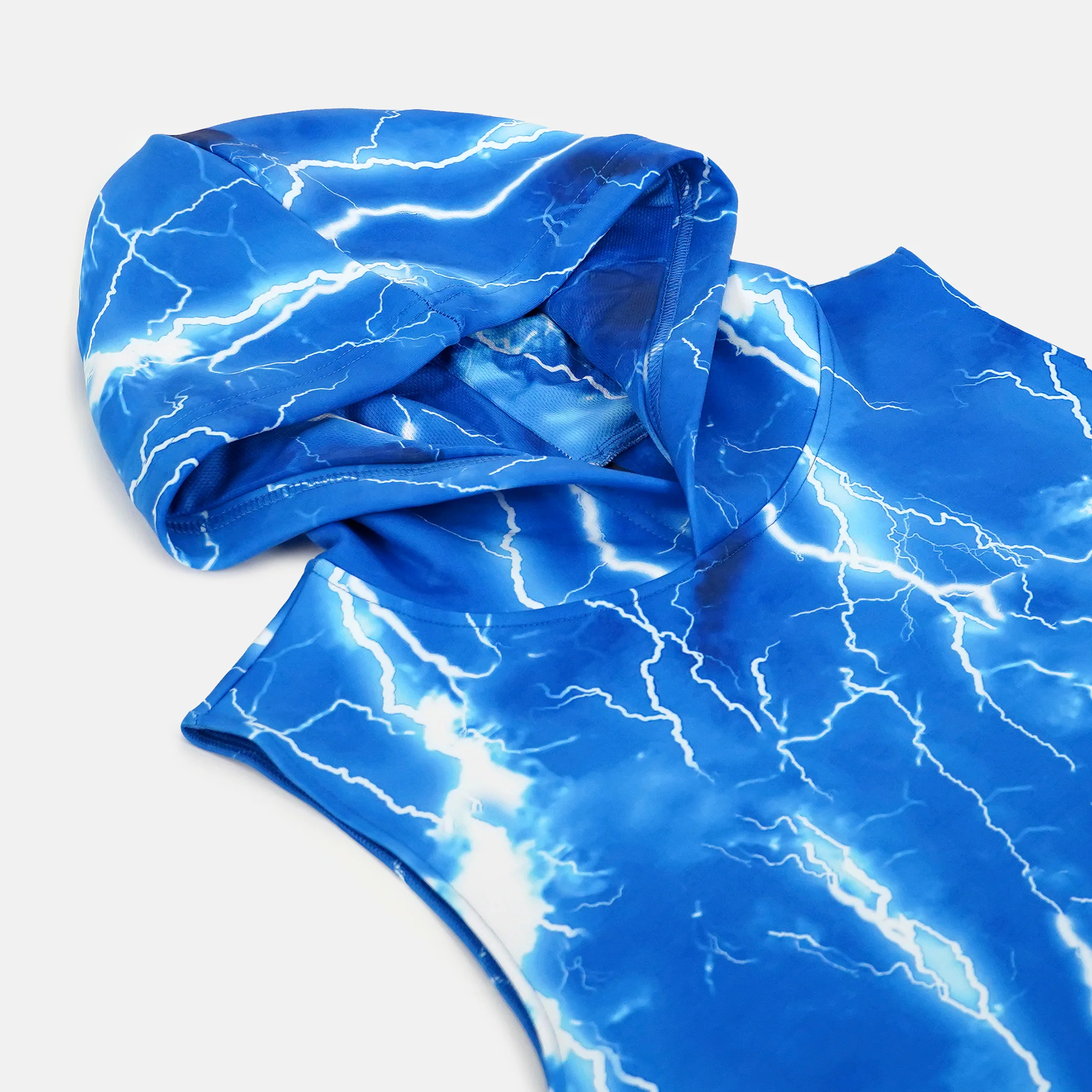 Blue Lightning Football Crop Top Hoodie - Image 6