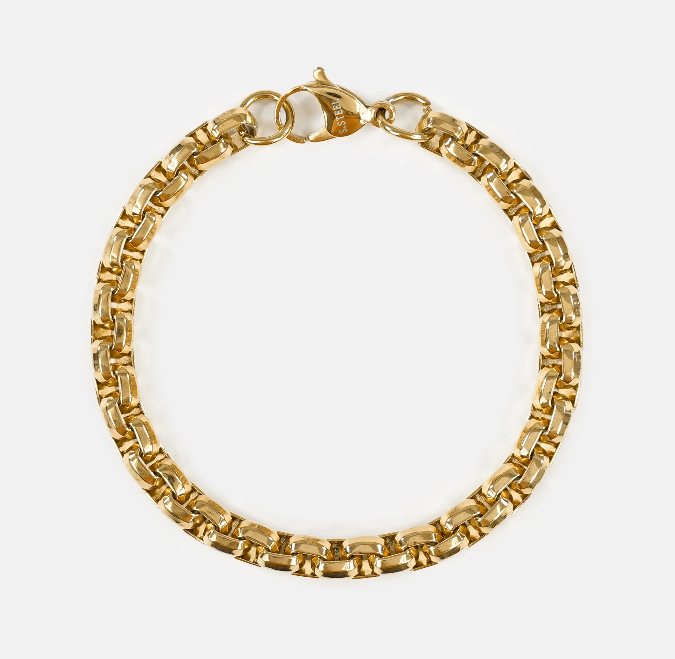 Box Chain Yellow Gold Stainless Steel 8mm Bracelet - Image 4
