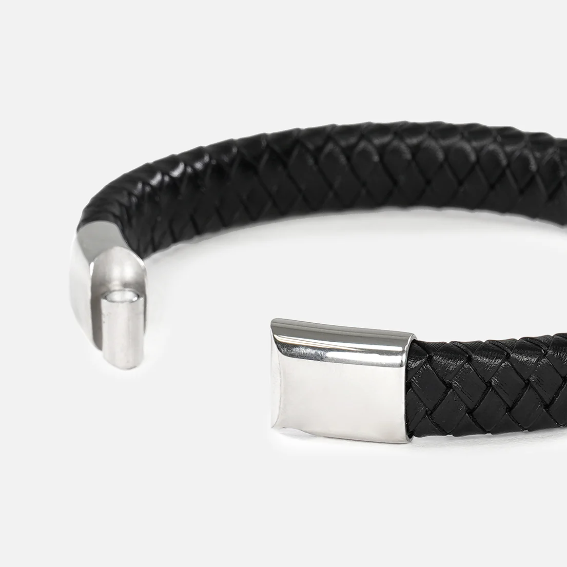 Braided Black Leather Bracelet - Image 5