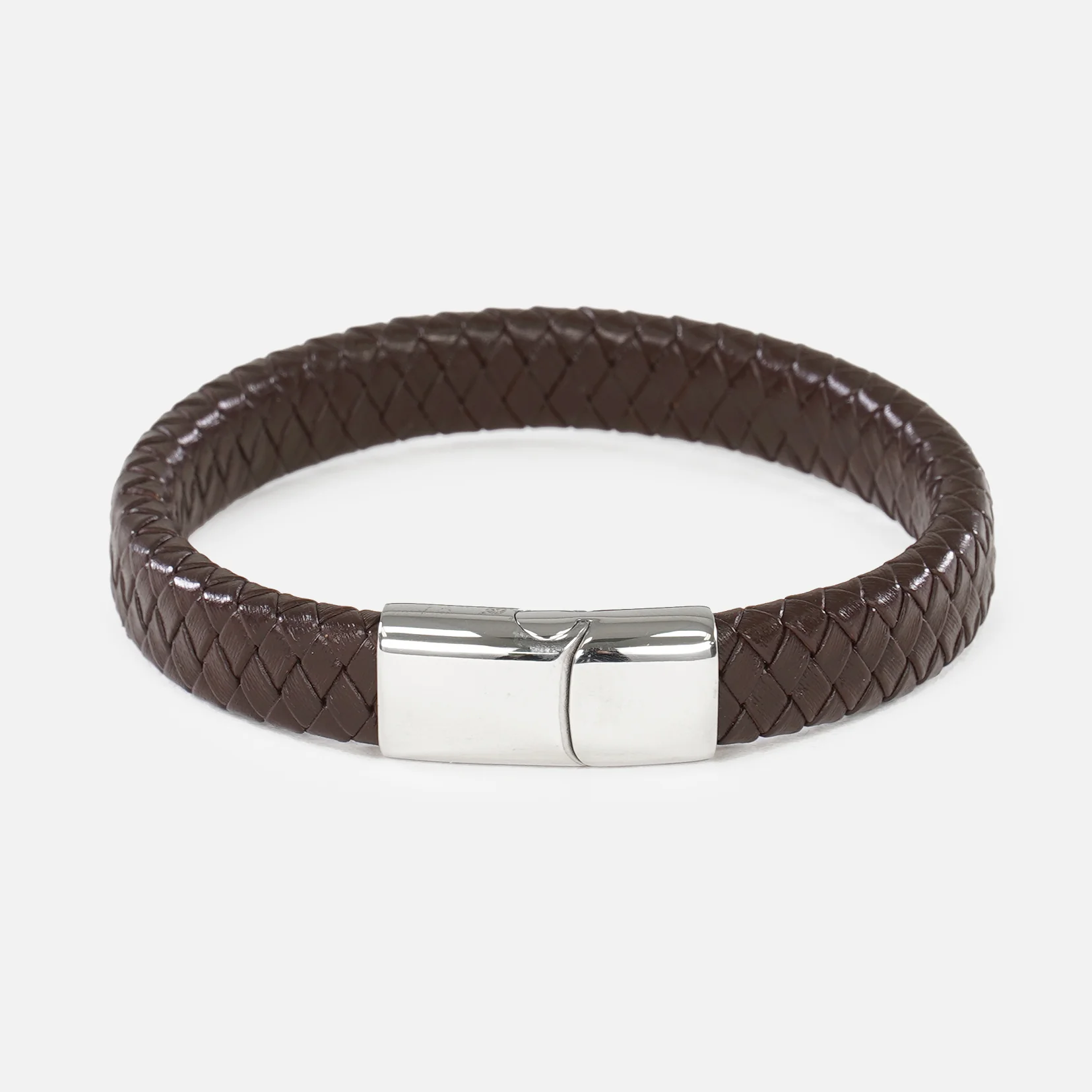 Braided Brown Leather Bracelet - Image 2