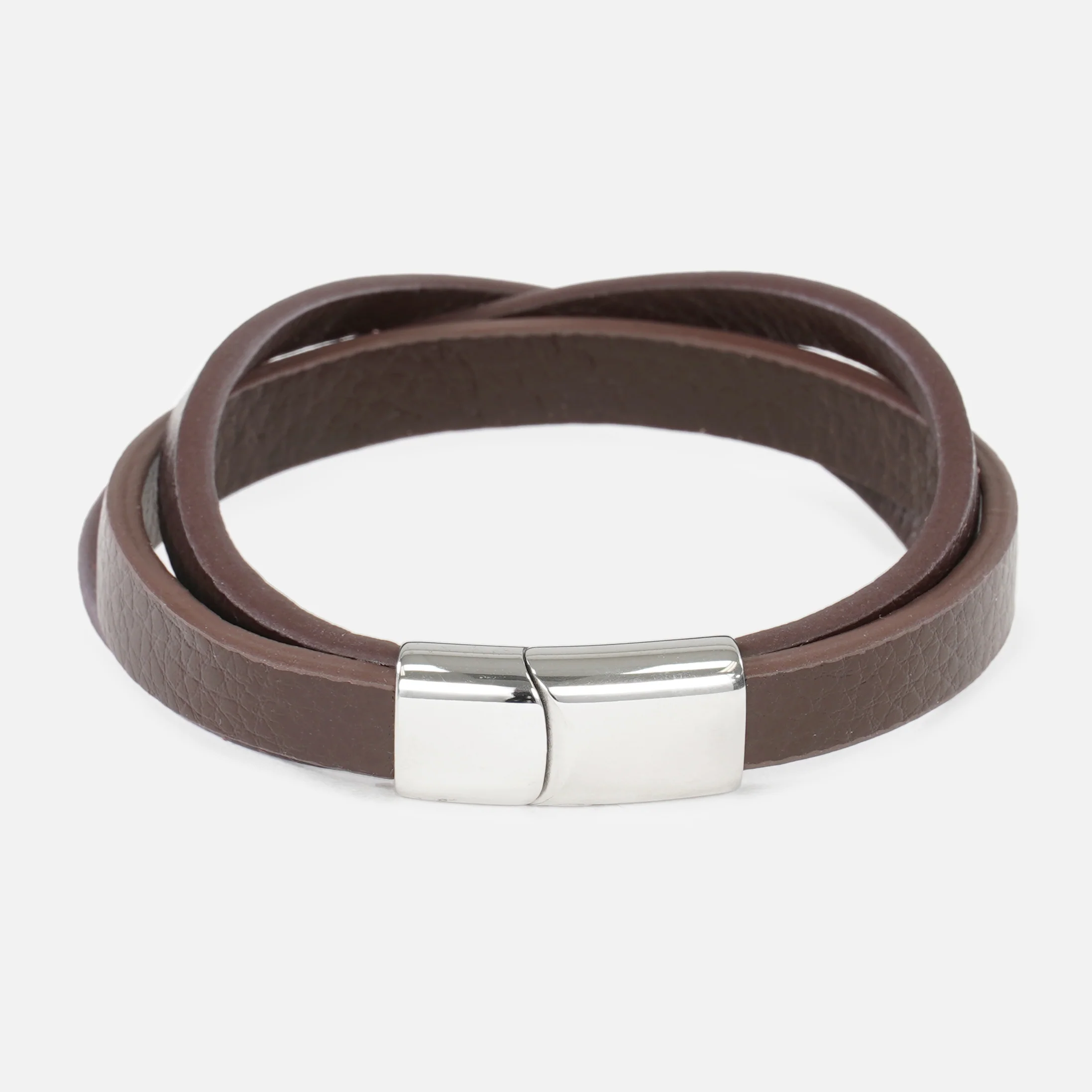 Brown Leather 3 in 1 Bracelet - Image 2