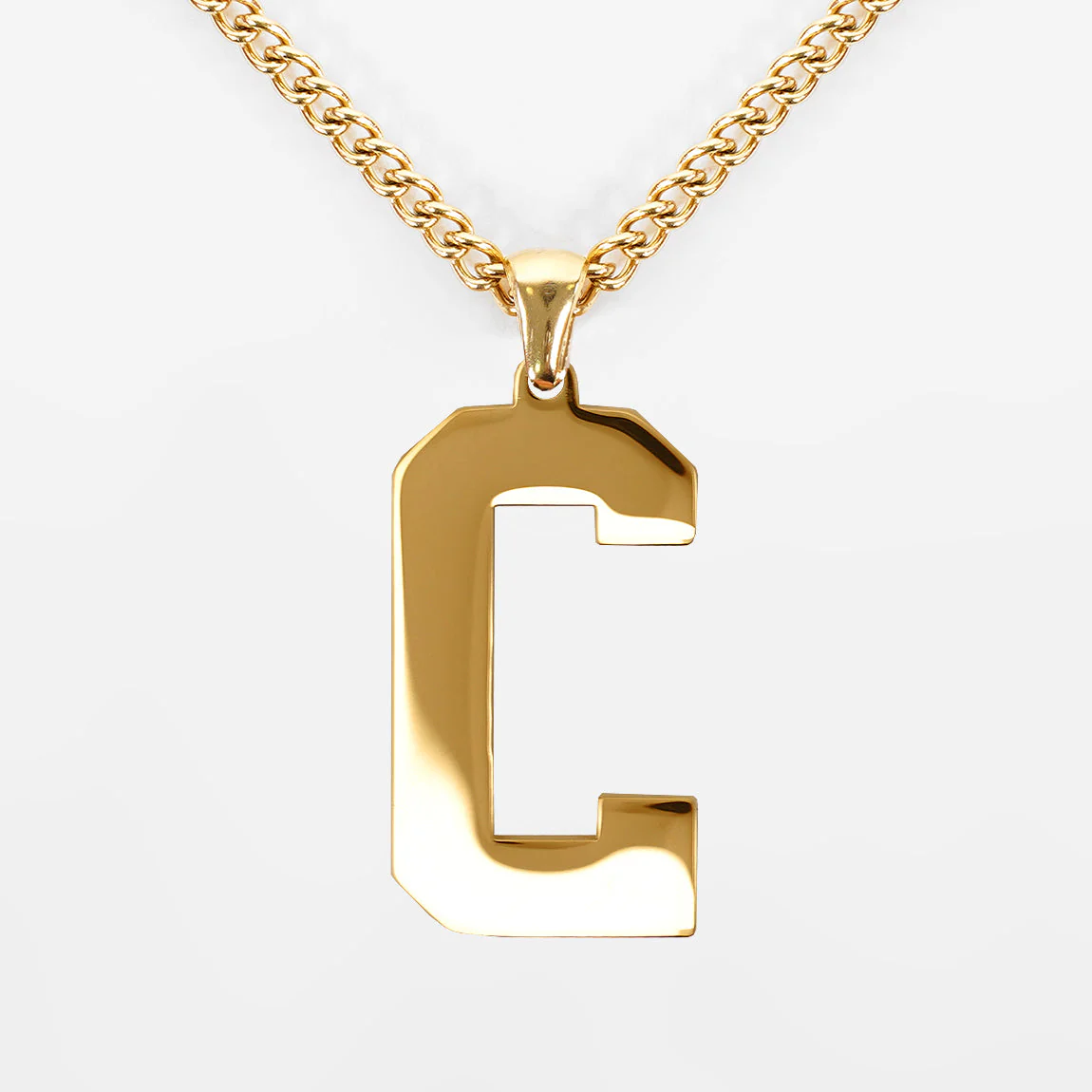 C Letter Pendant with Chain Kids Necklace - Gold Plated Stainless Steel