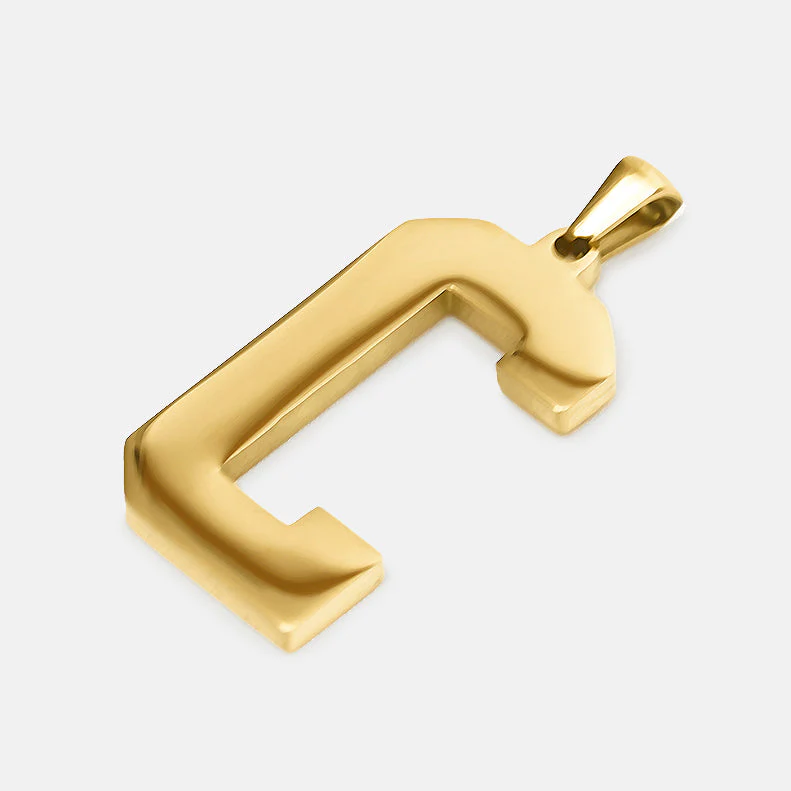 C Letter Pendant with Chain Kids Necklace - Gold Plated Stainless Steel - Image 3